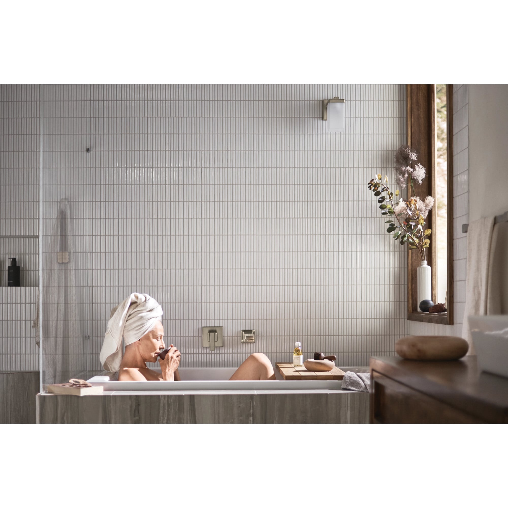 Sleek 90 Degree Brushed Nickel Wall-Mount Tub Filler with Single Handle