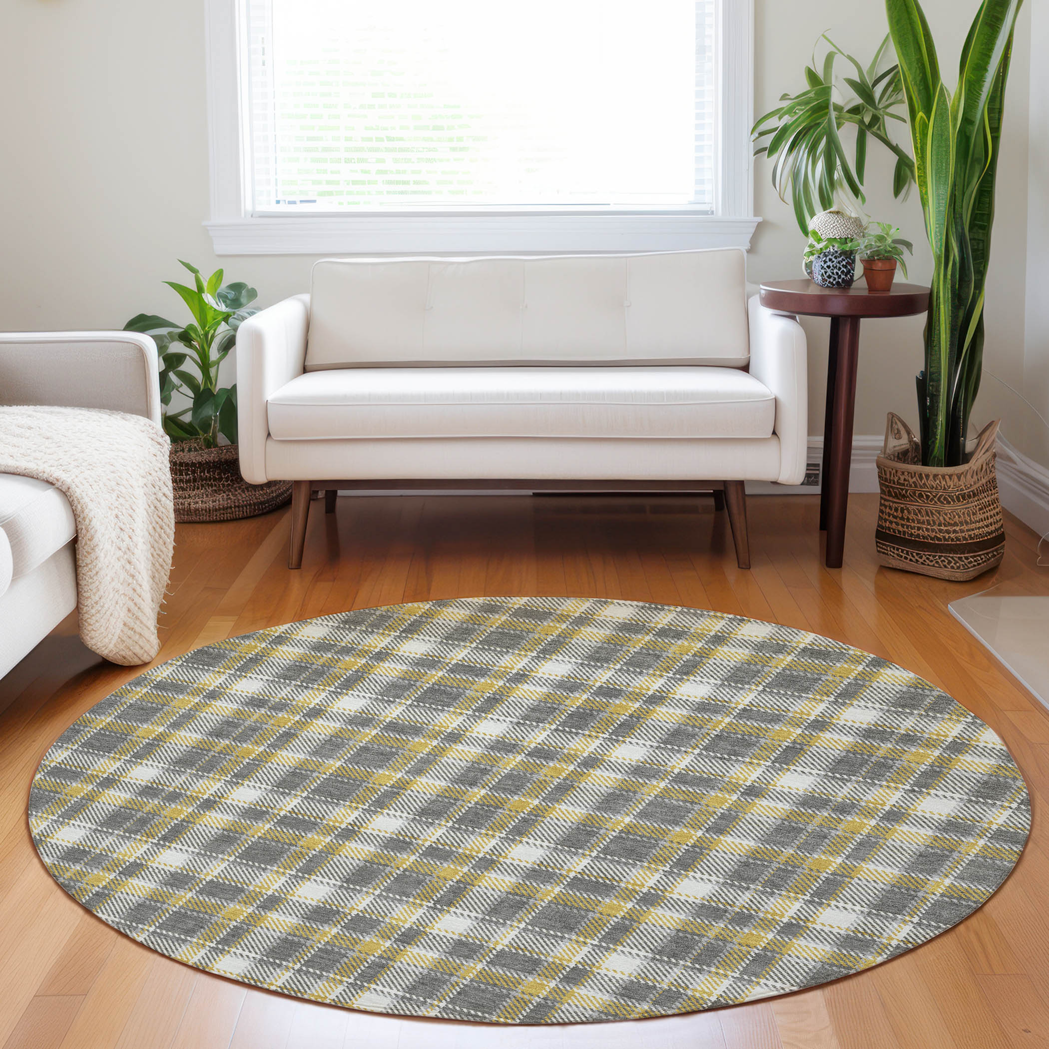 Addison Rugs ACN563GY8RO Chantille ACN563GY 8 x 8 (ft) Polyester Gray Round Indoor/Outdoor Abstract Machine washable Area rug