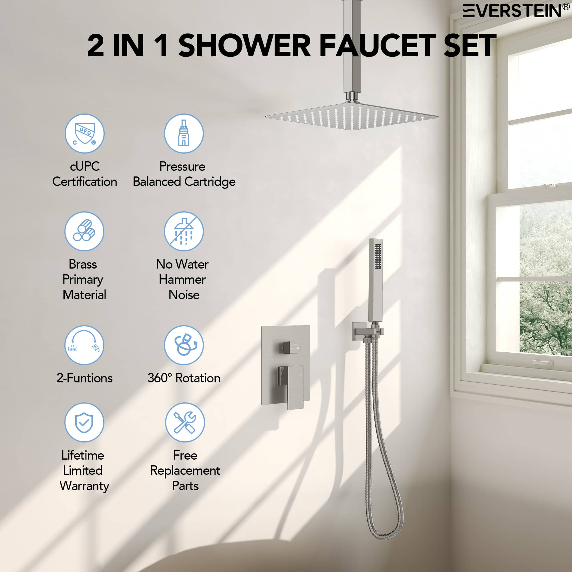 EVERSTEIN SFS1001-NK10 Showerhead-Bar-Panels - View #3
