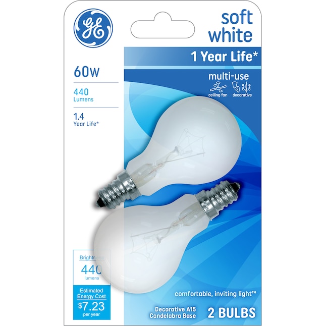 Ge Classic 60 Watt Dimmable A15 Light Fixture Incandescent Bulb 2 Pack In The Bulbs Department At Com - Ceiling Fan Light Bulbs Lowe S