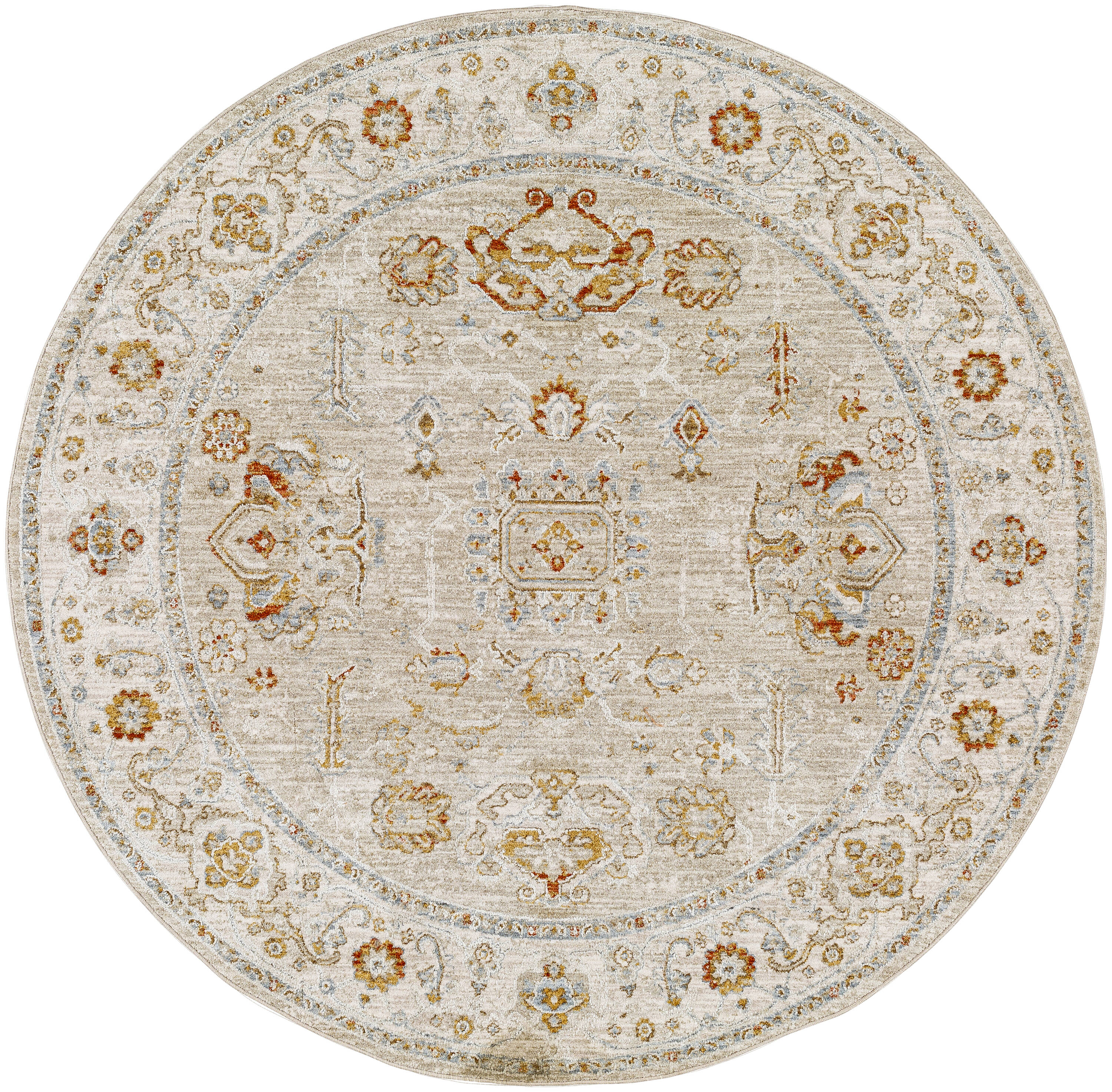 Surya AVT2319-53RD Avant Garde 5 x 5 (ft) Polyester Cream Round Indoor Medallion Oriental Area rug