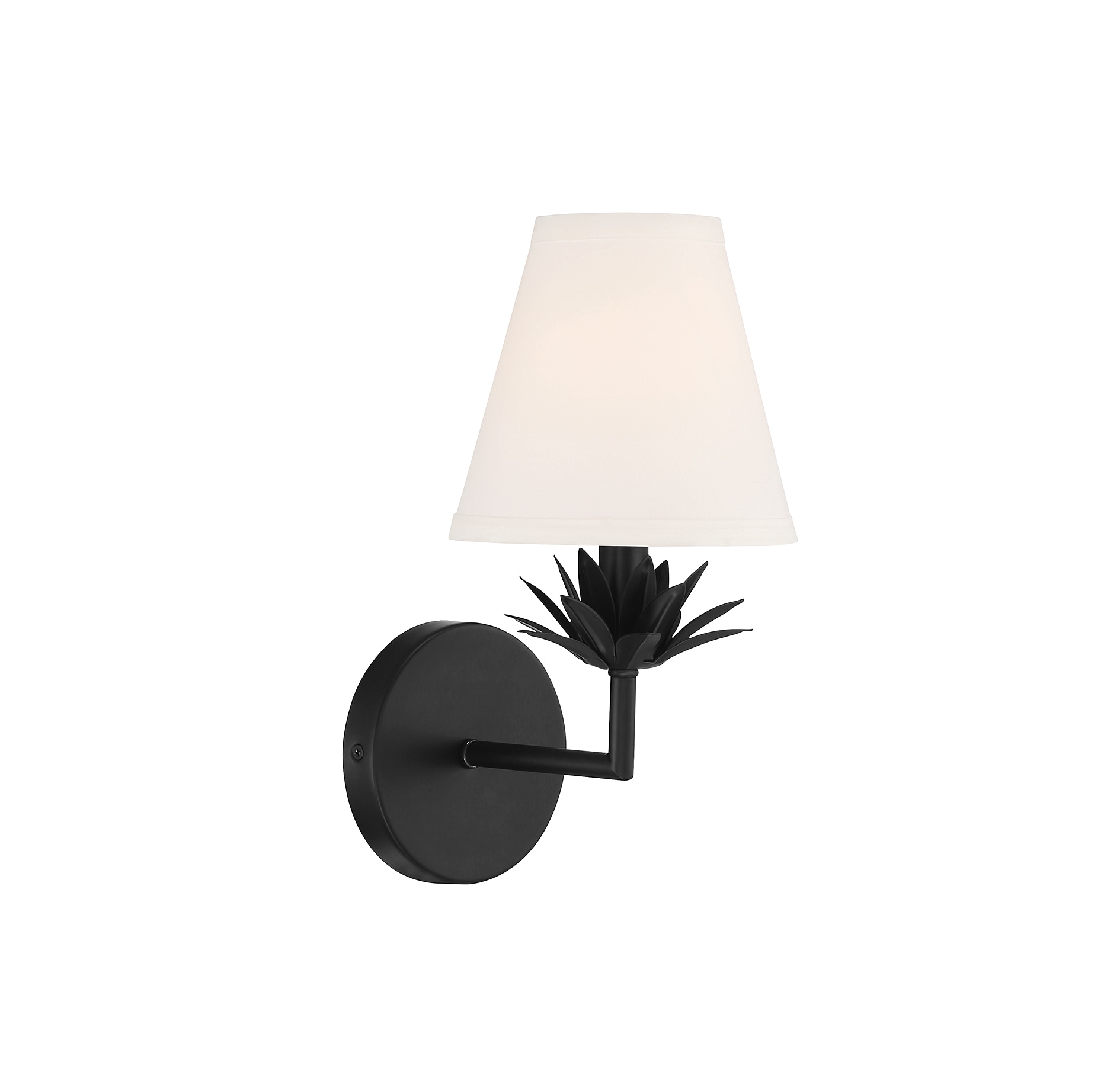 Rosalie Floral Bobeche Matte Black Outdoor Wall Sconce