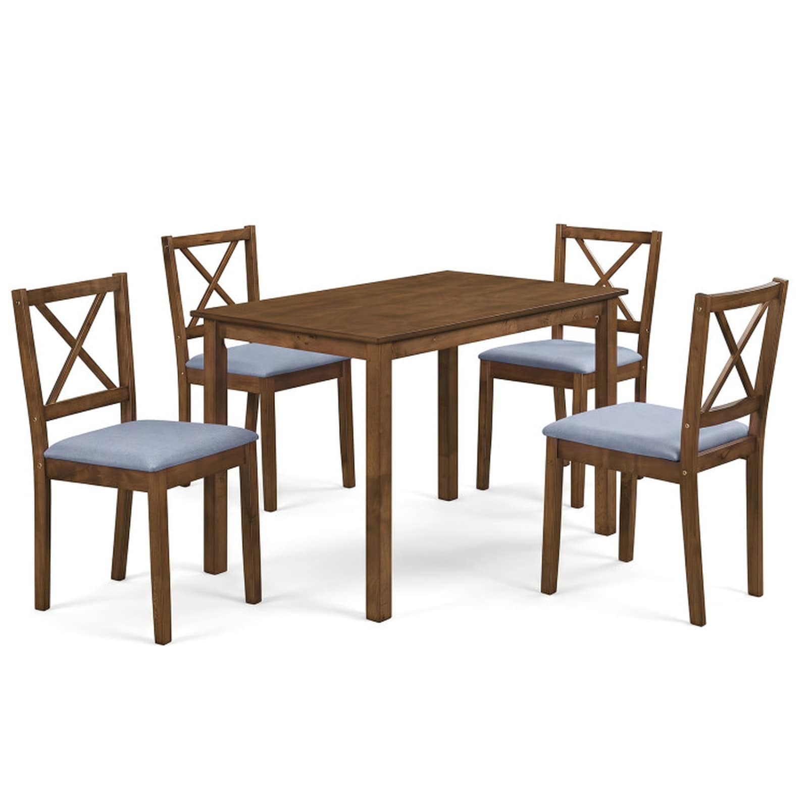 SUGIFT - 5-Piece Dining Set 43-in Rectangular Table with 4 Fabric Upholstered Chairs 330-lb Chair...