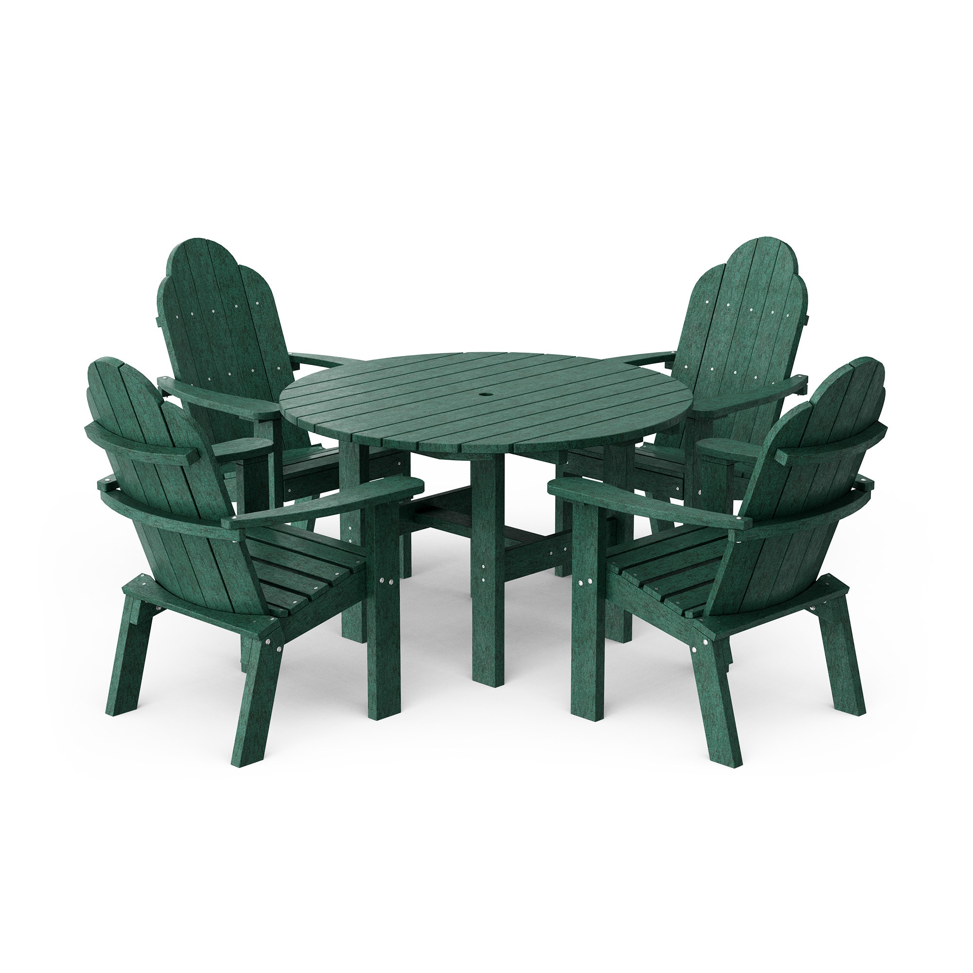 Wildridge LCC-280-TG Classic 46" Round 5 -Piece Turf Green Patio Dining Set Plastic Round Table with 4 Stationary Chairs