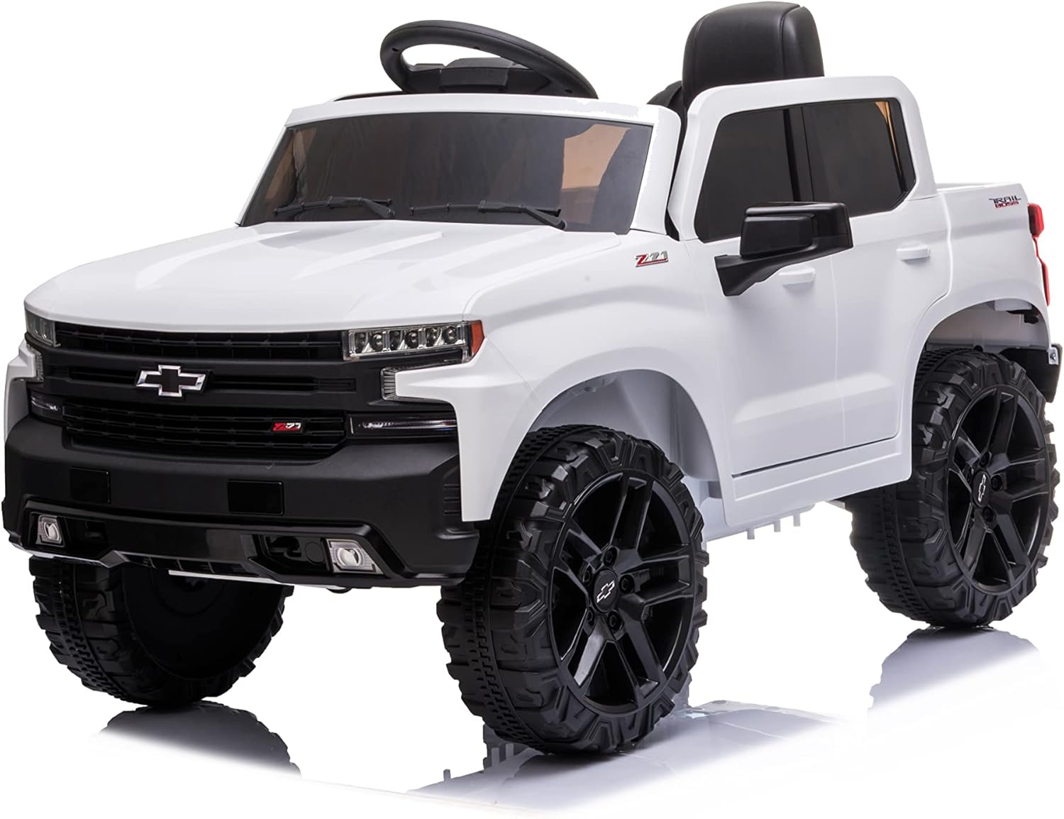 WhizMax PD-PTO-0WOIKHK2 12V Kids Ride-On Truck With Remote Control-MP3-Bluetooth-Spring Suspension-LED Light-White