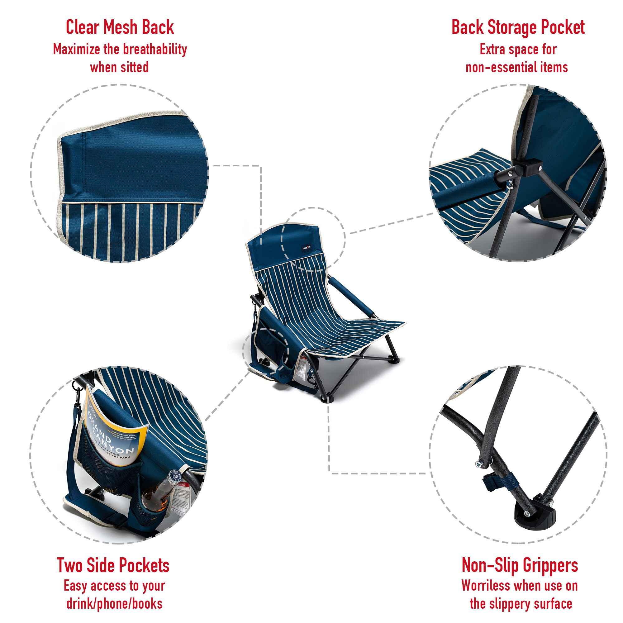 Clihome CL-CCAC2417GBU3 Beach-Camping-Chairs - View #5