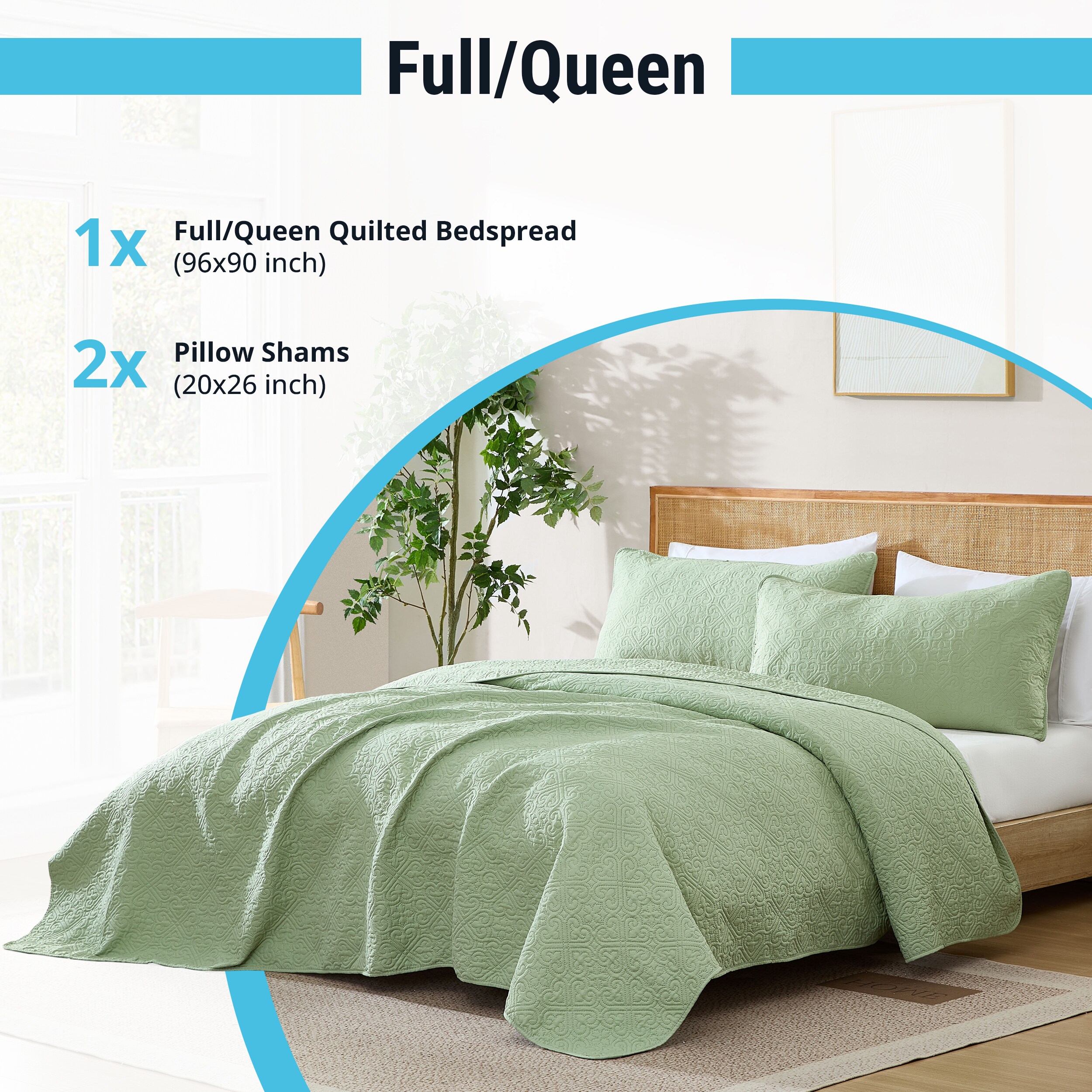 HLC.me LRNZ-FQ-SAGE Comforters-And-Bedspreads - View #3