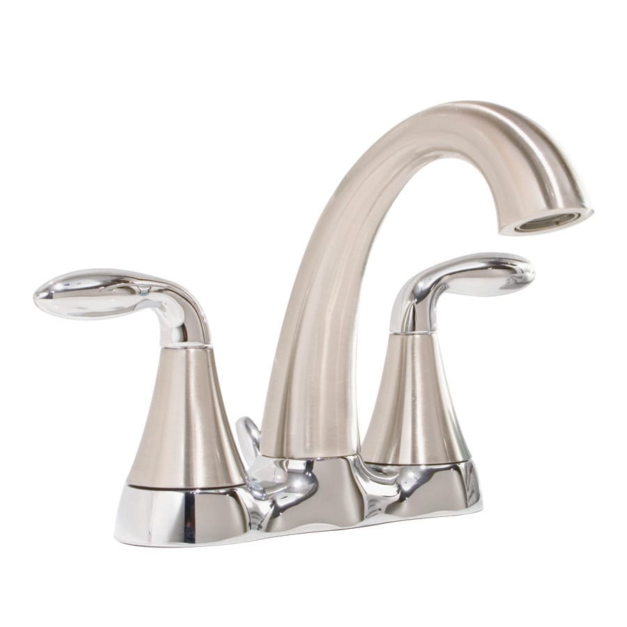 AquaSource Brushed Nickel 2 Handle 4 In Centerset WaterSense Bathroom   00365351 