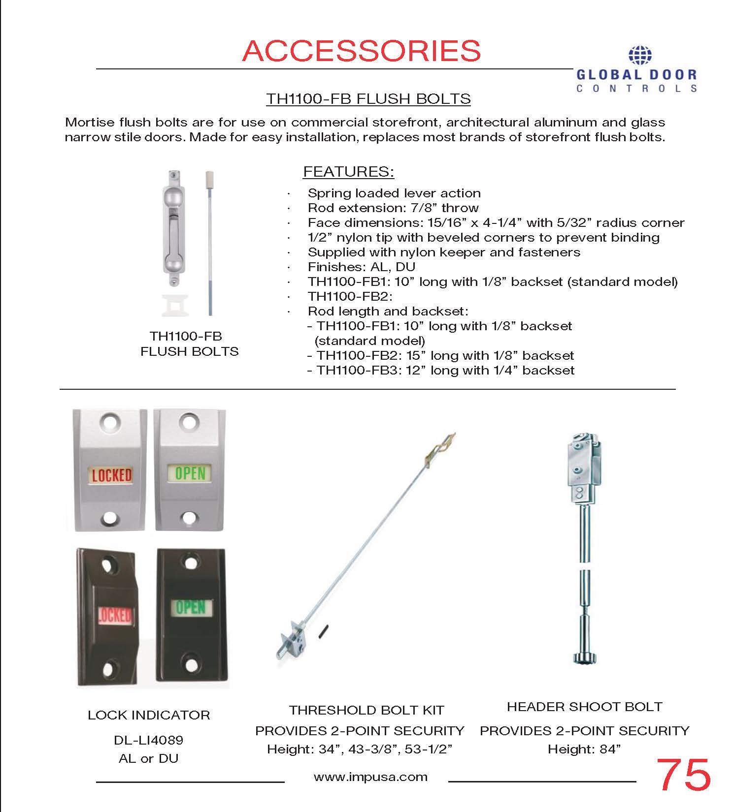 Global Door Controls TH1100-FB3-DU Security-Hardware - View #2
