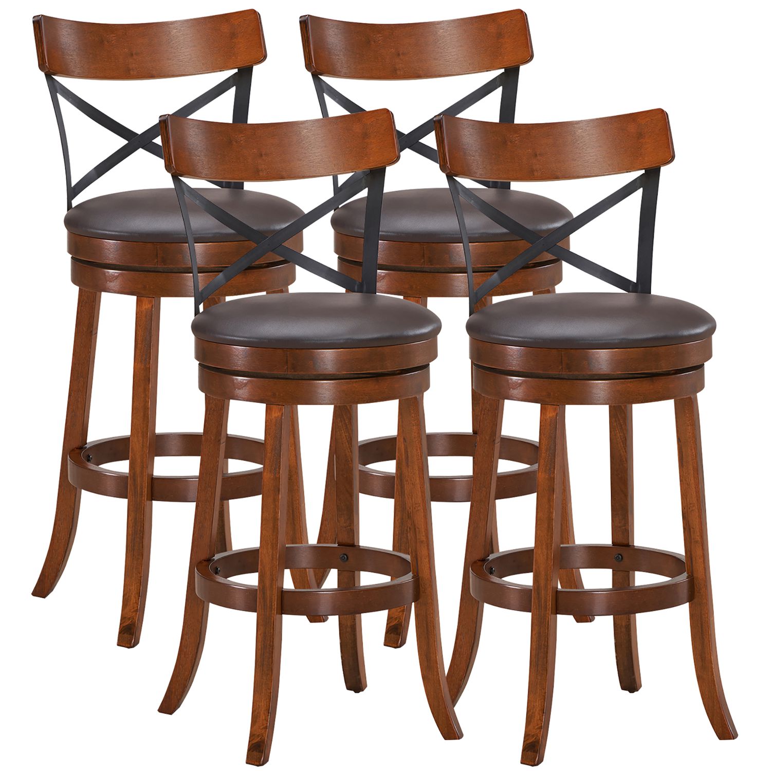 Costway Set of 4 Bar Stools Swivel 29 point 5 inches Dining Bar Chairs ...