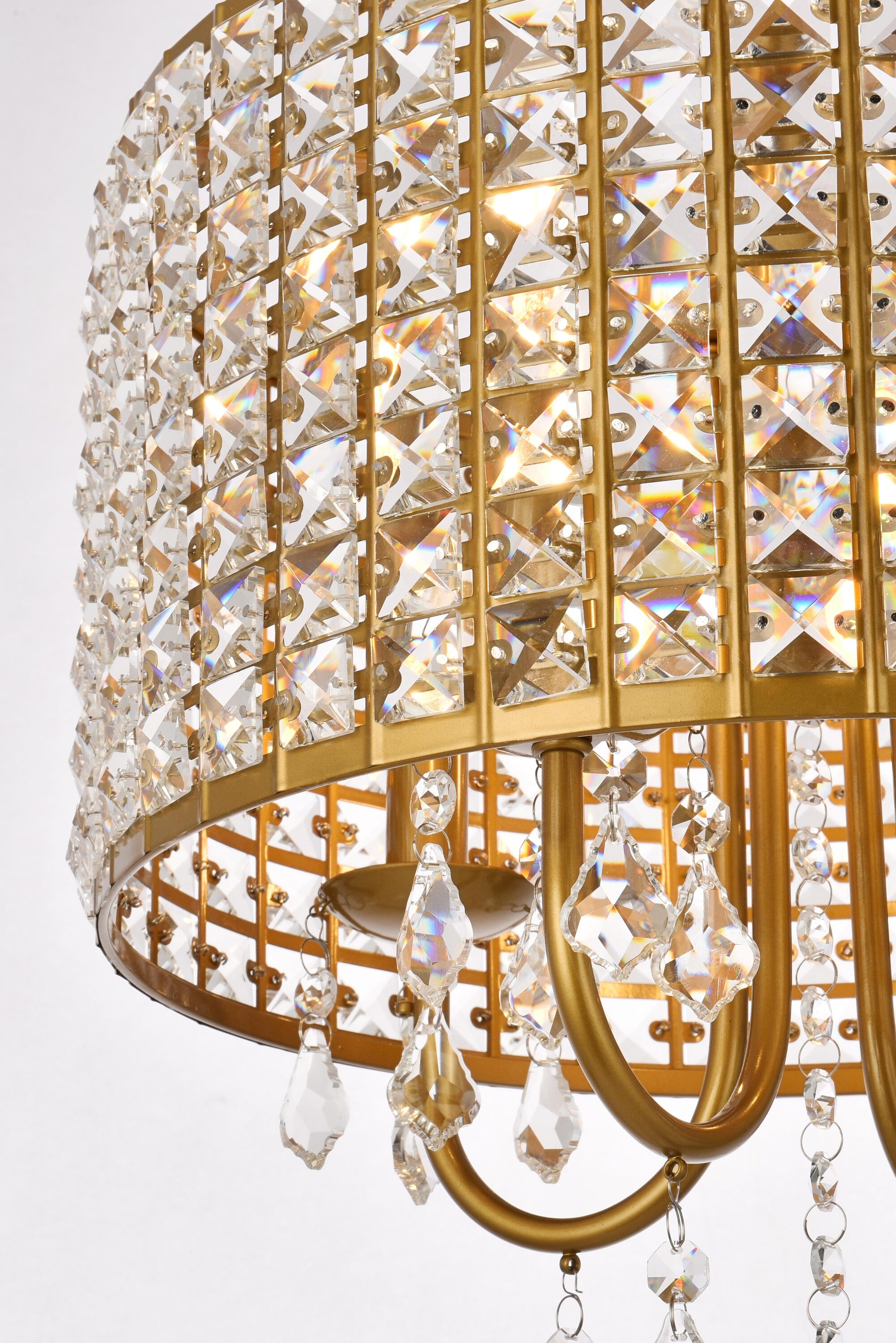 Elise 14" Brass and Crystal Flush Mount Light