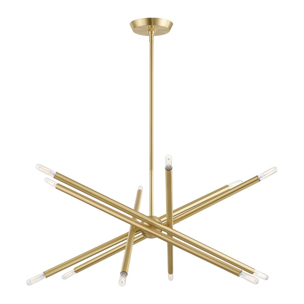 Satin Brass Sputnik 12-Light Chandelier with Adjustable Stems
