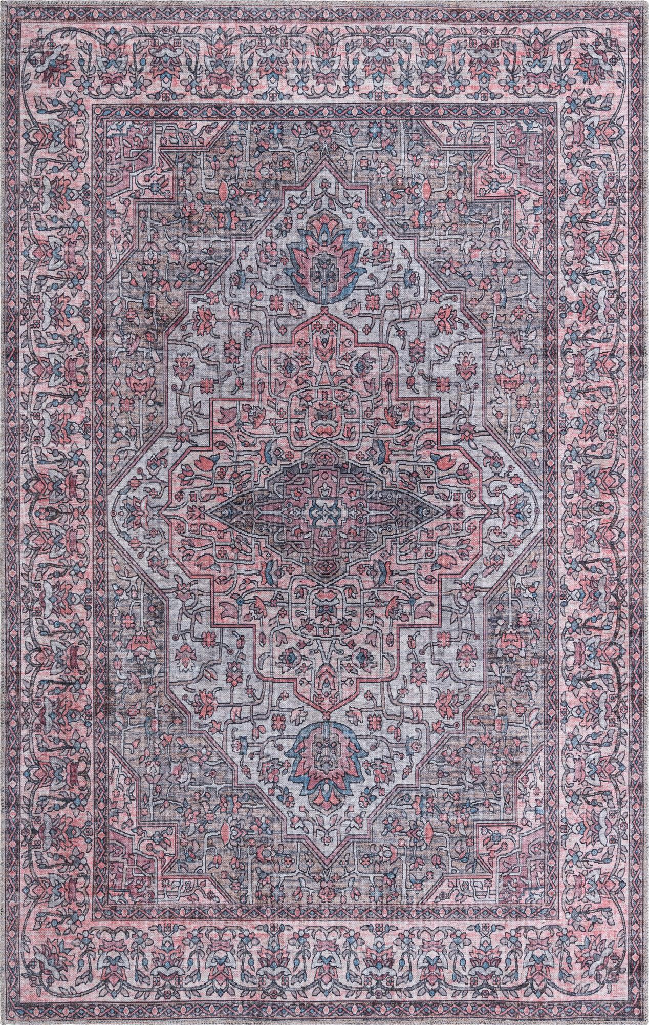 Mangata 5'3" x 8'0" Beige and Pink Chenille Area Rug
