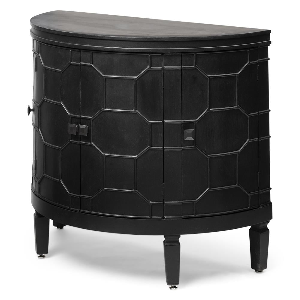 the Wood Intricately in Cabinet Half Chests Mercana Hexagon at Circle department Embossed Black Romers with Accent II Pattern