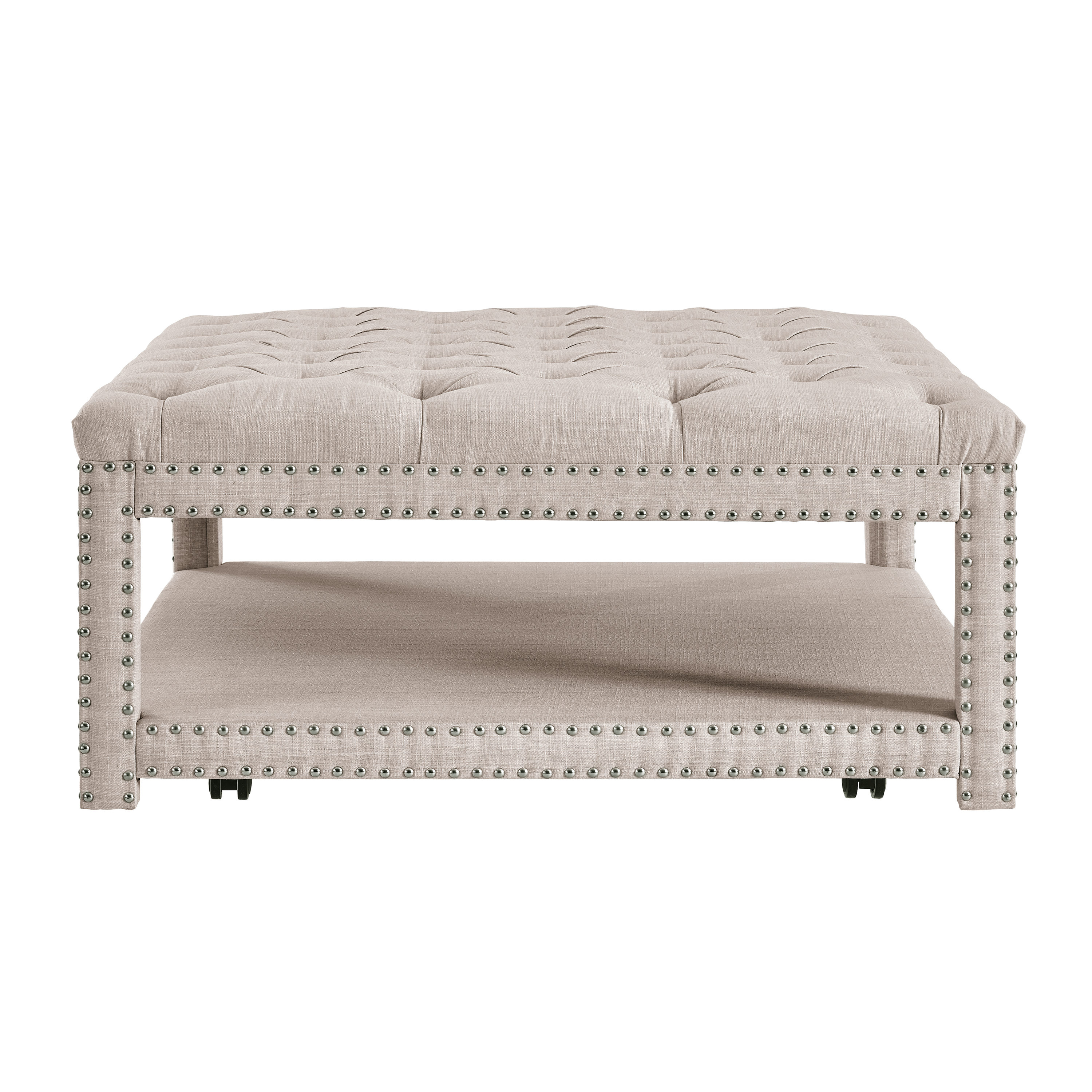 HomeFare DS-D153-603-619 Glam Beige Storage Ottoman