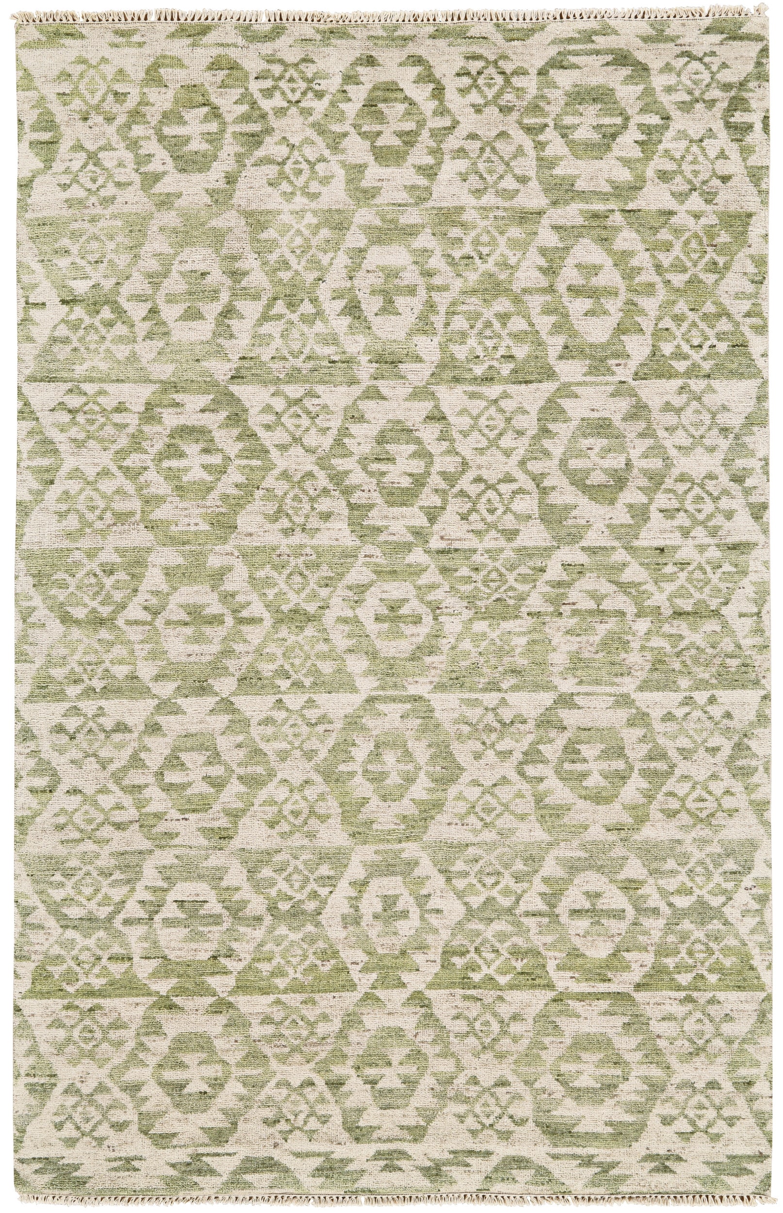 Room Envy 656R6321OLV000E50 5 x 8 (ft) Knotted Wool Green/Ivory Rectangular Indoor Area rug