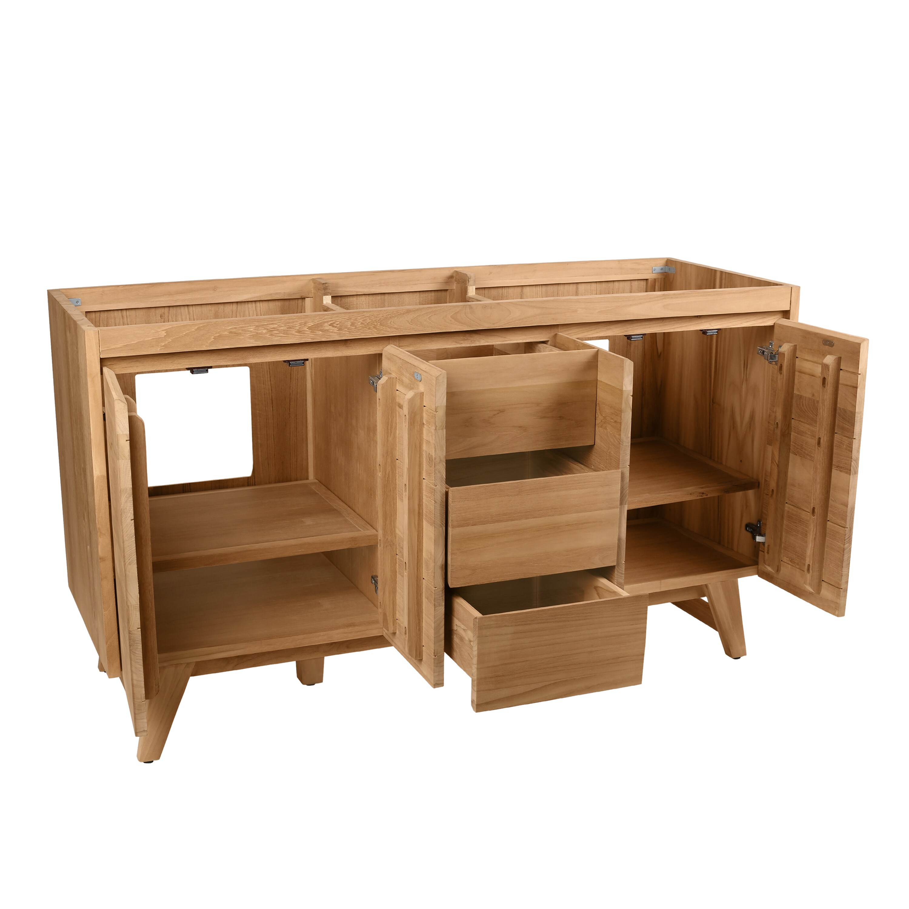 Coventry 61" Natural Teak Double Sink Vanity with Cala White Top