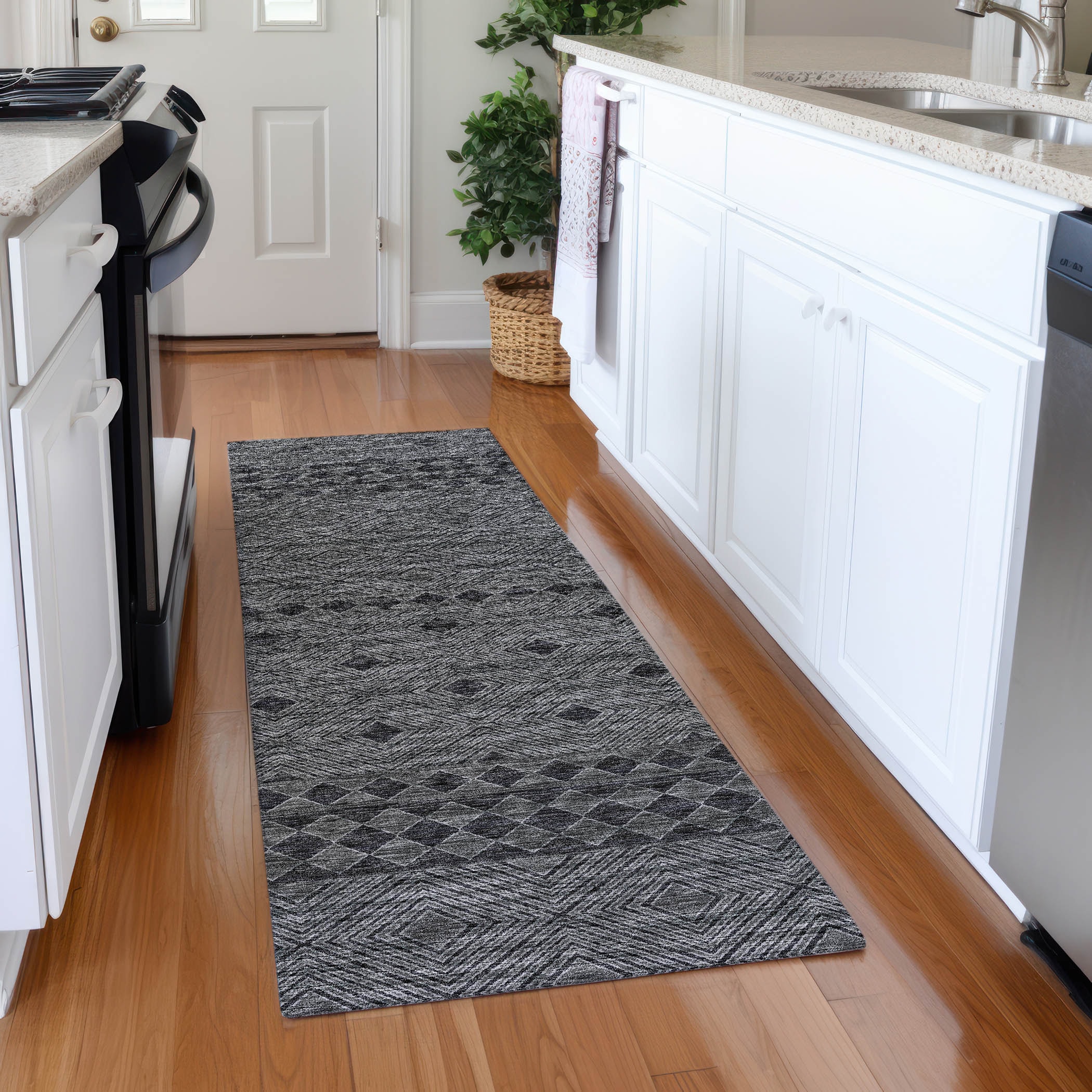 Addison Rugs AMF107GR2X8 Mayfield AMF107GR 2 x 7 (ft) Loomed Polyester Gray Rectangular Indoor Abstract Machine washable Runner rug