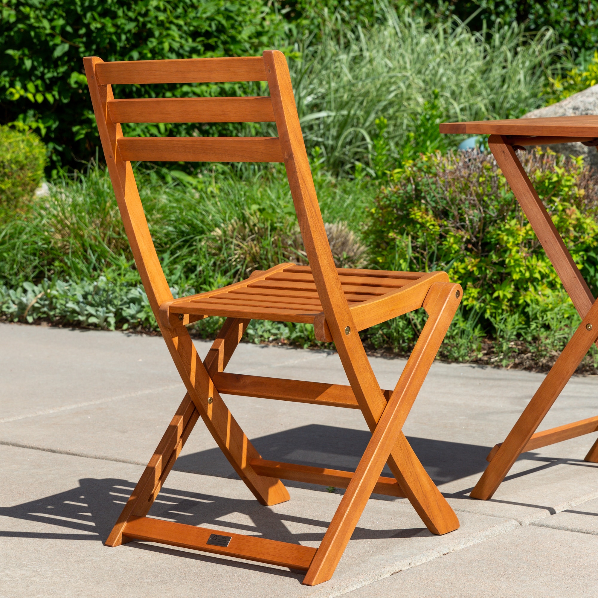 Damerin Patio Furniture Set of 2 Stackable Natural Wood Frame ...