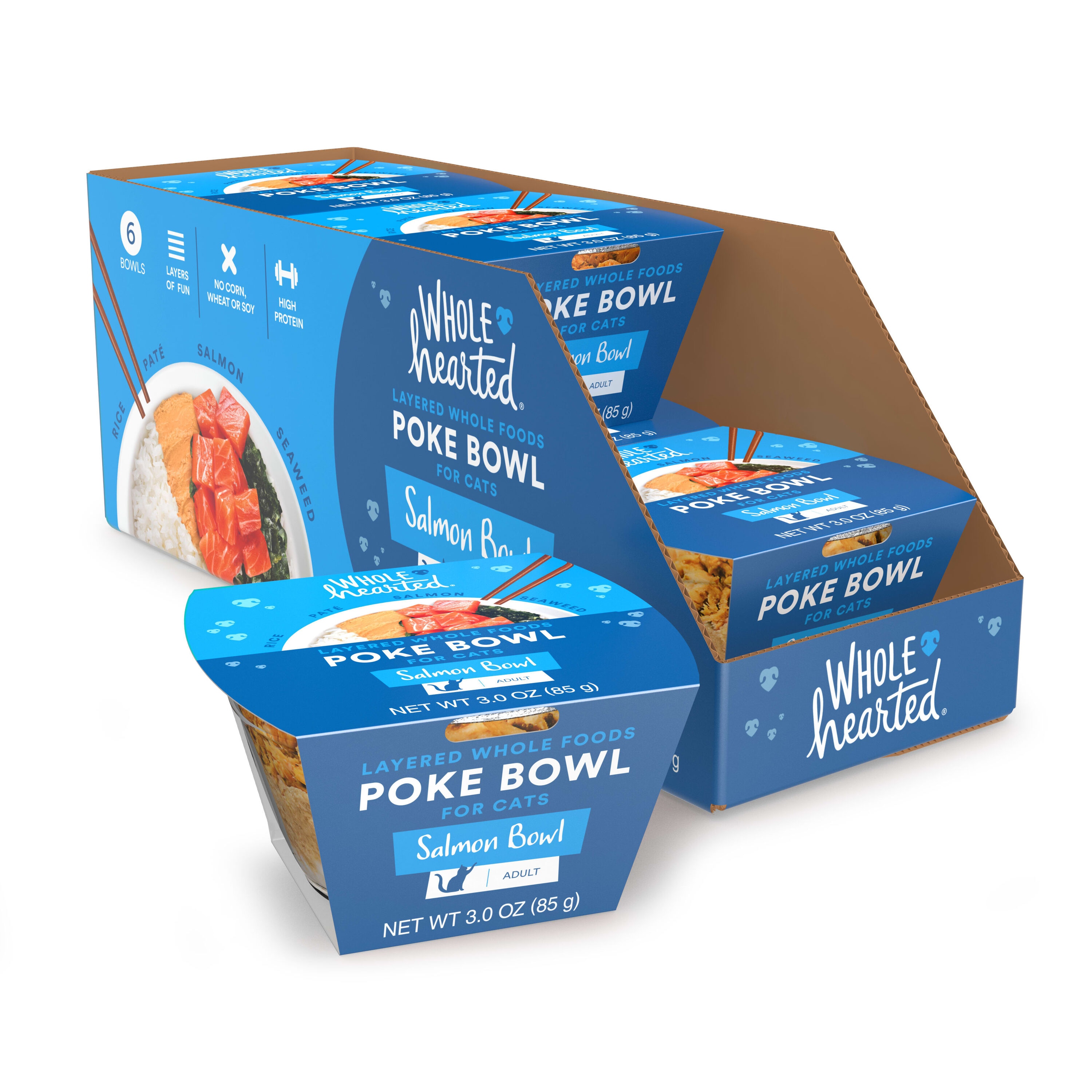 WholeHearted  Salmon Poke Bowl Food for Cats 3 oz. Case of 6