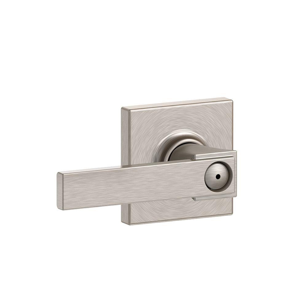 Schlage F40NBK619COL F Series Satin Nickel Interior Bed/Bath Privacy Door Handle