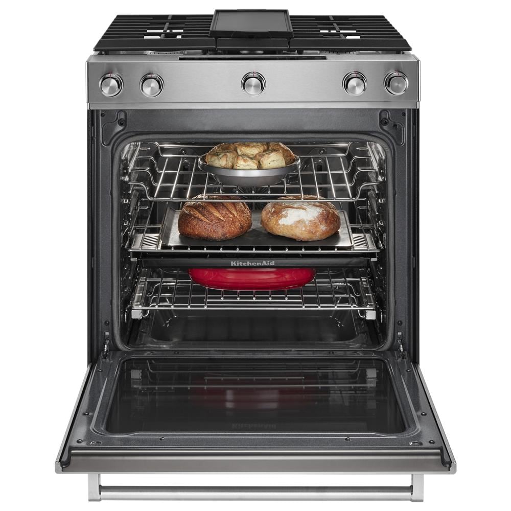 KitchenAid 30in Deep Recessed 5 Burners Selfcleaning Convection Oven