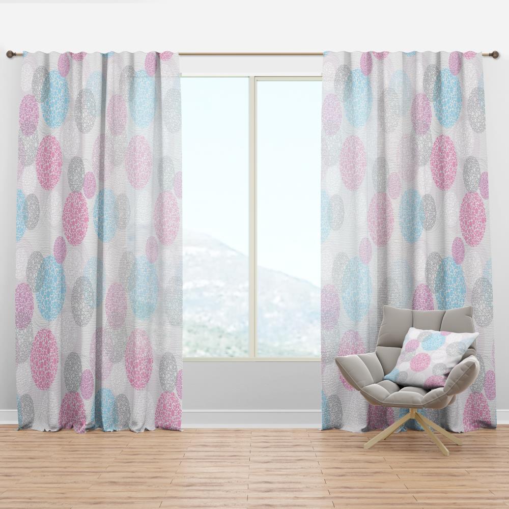 Designart CTN24481-52-120 120-in Pink Geometric Room darkening Thermal lined Rod pocket Single curtain panel