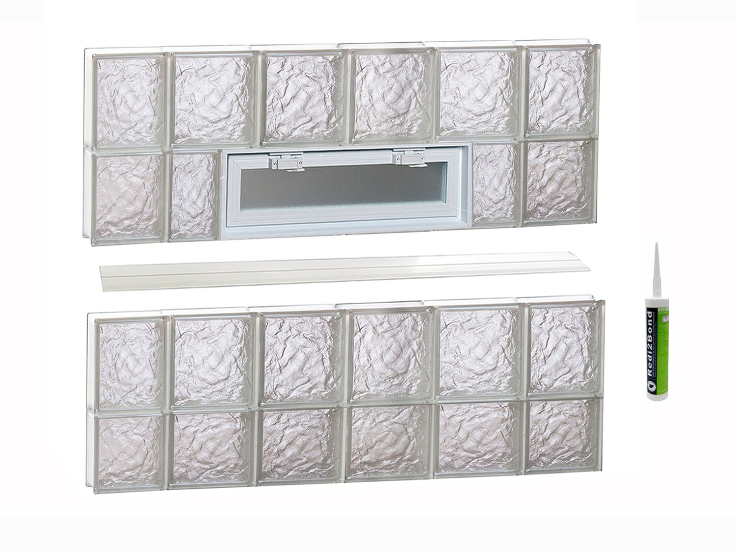 REDI2SET V4430IS Ice Glass 42-1/2-in x 29-in Frameless Replacement Vented Glass Block Window