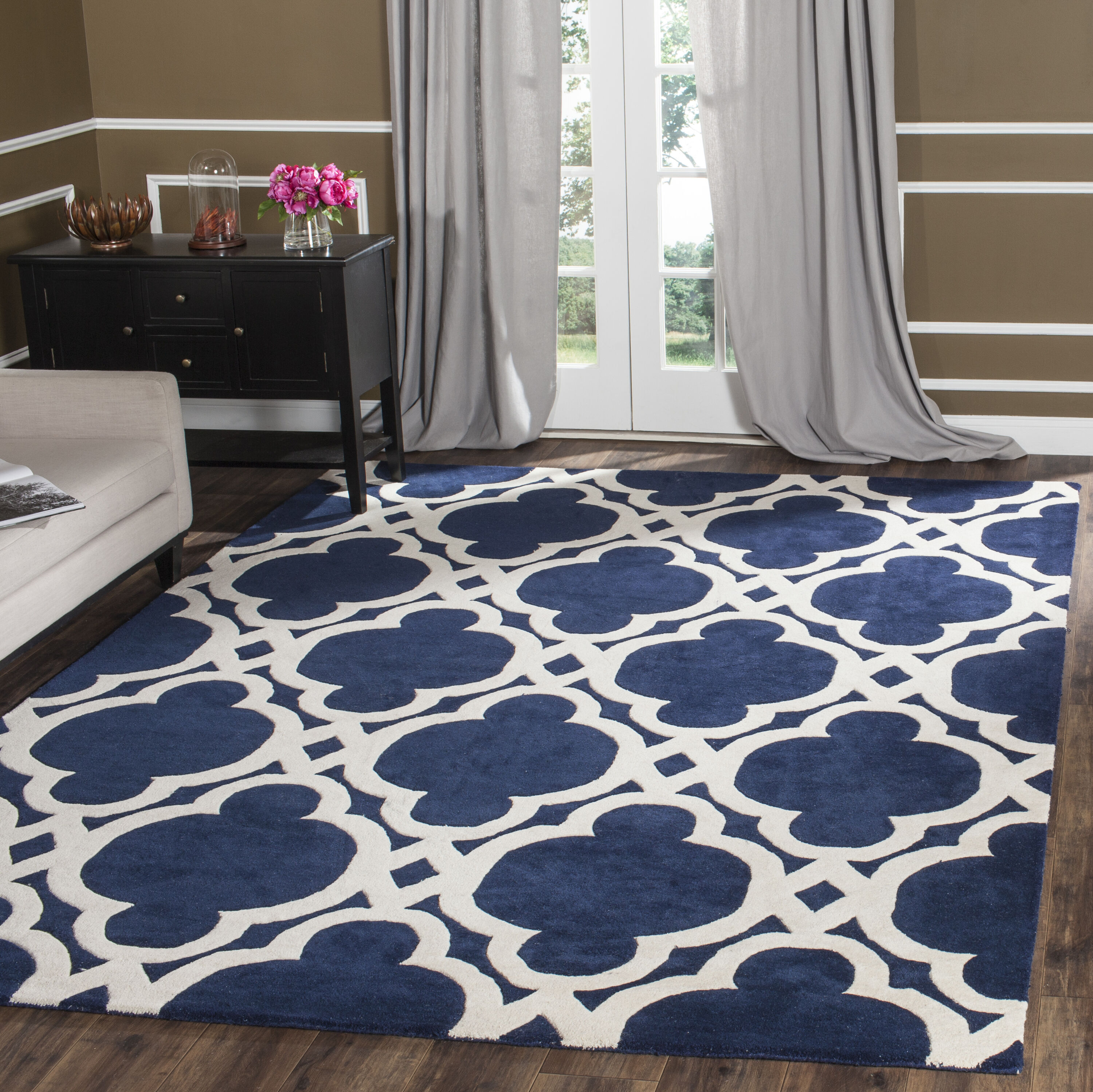  Chatham 762 Dark Blue/Ivory Contemporary 8ft x 10ft Large Rectangle Rug