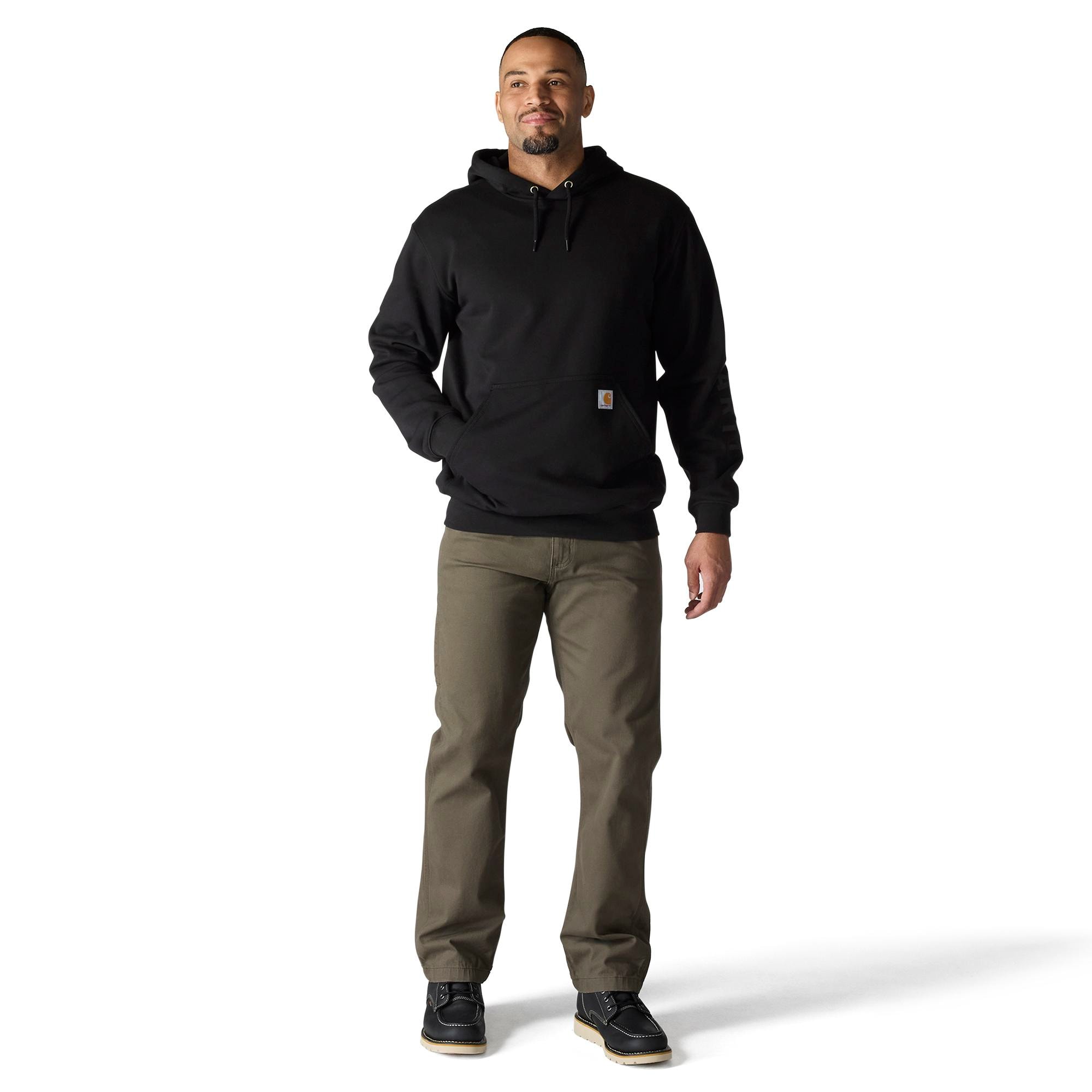 Carhartt Men's Black Medium weight Fleece Long sleeve Solid Hoodie