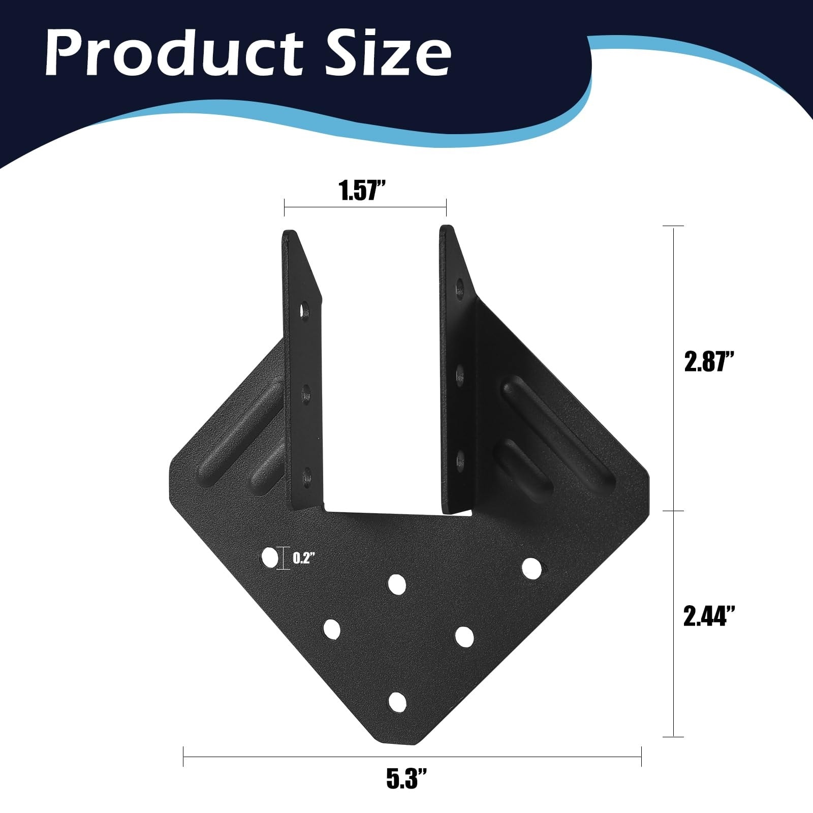 Etokfoks  8 piece 14 gauge Q235 carbon steel hurricane tie set 5 3 x 5 3 x 0 9 in black powder coating U shaped connector with 48 long and 48