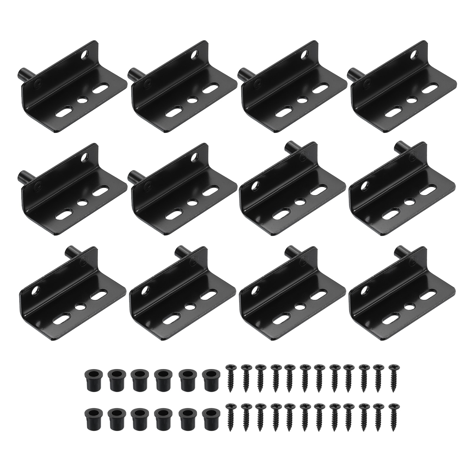 Unique Bargains 6 Sets Pivot Hinges 40 x 26 mm Heavy Duty Concealed Shaft Door Hinges with Bushing for Furniture Cabinets Wood Doors Black
