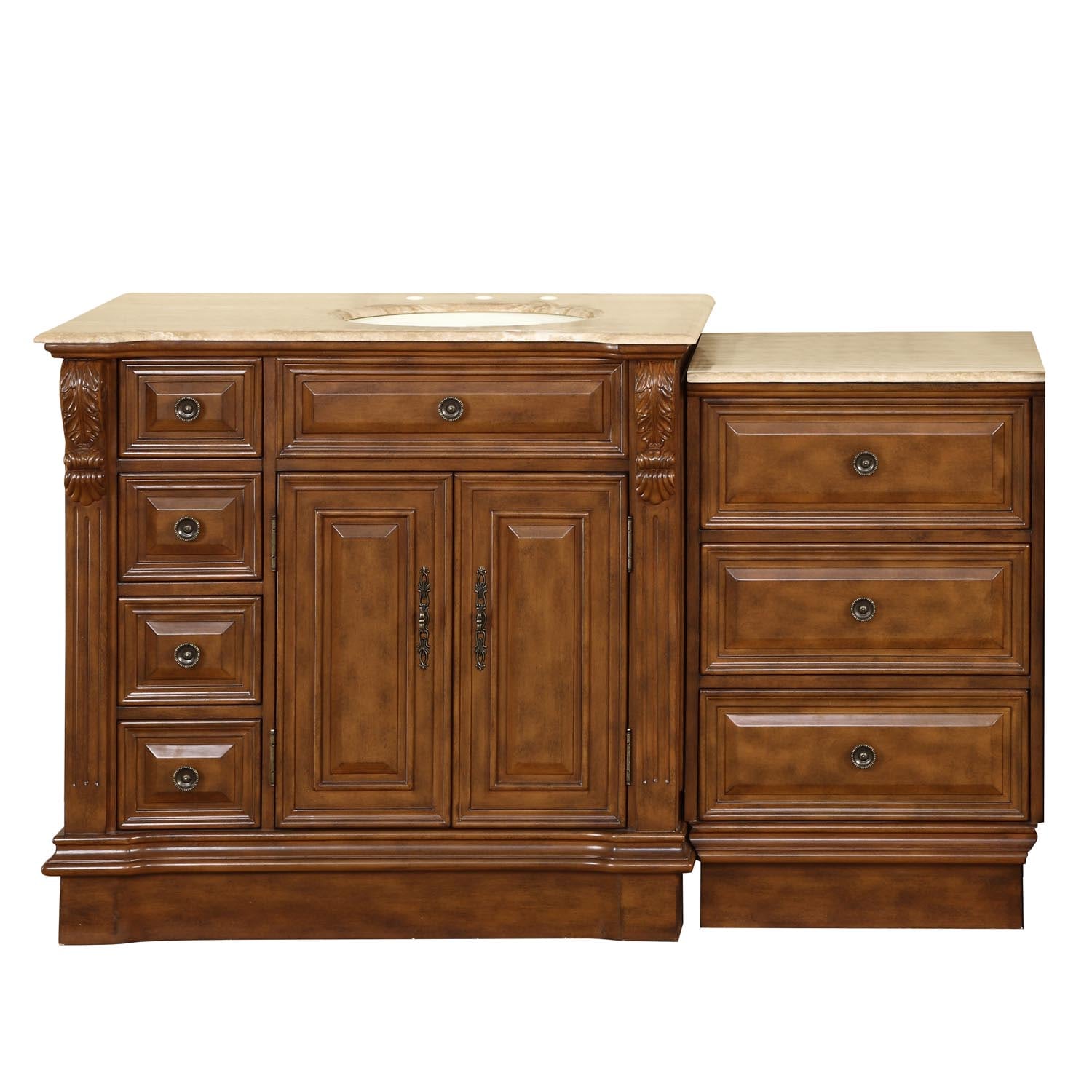 Silkroad Exclusive 58-in Walnut Undermount Single Sink Bathroom Vanity ...