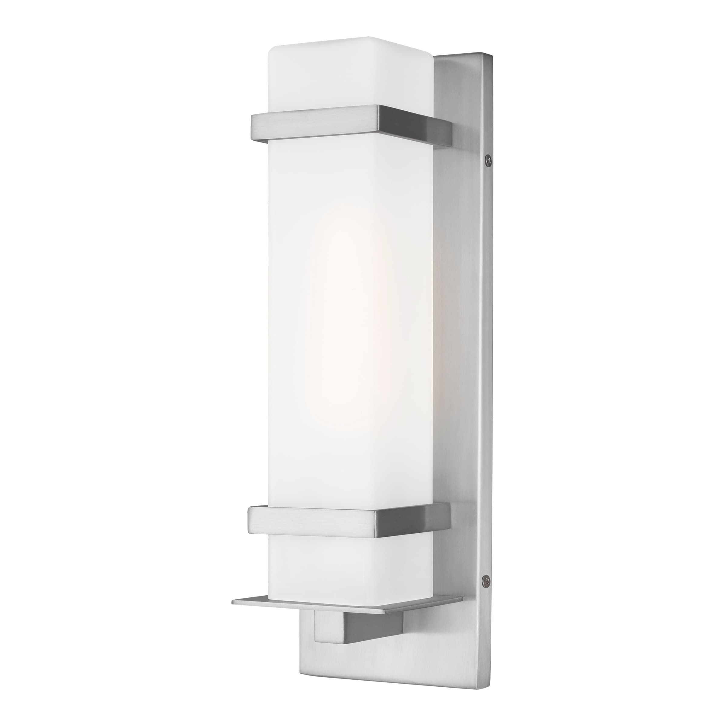 Generation Lighting 8520701-04 Alban 1 -Light 14-in H Satin Aluminum Hardwired Outdoor Wall Light