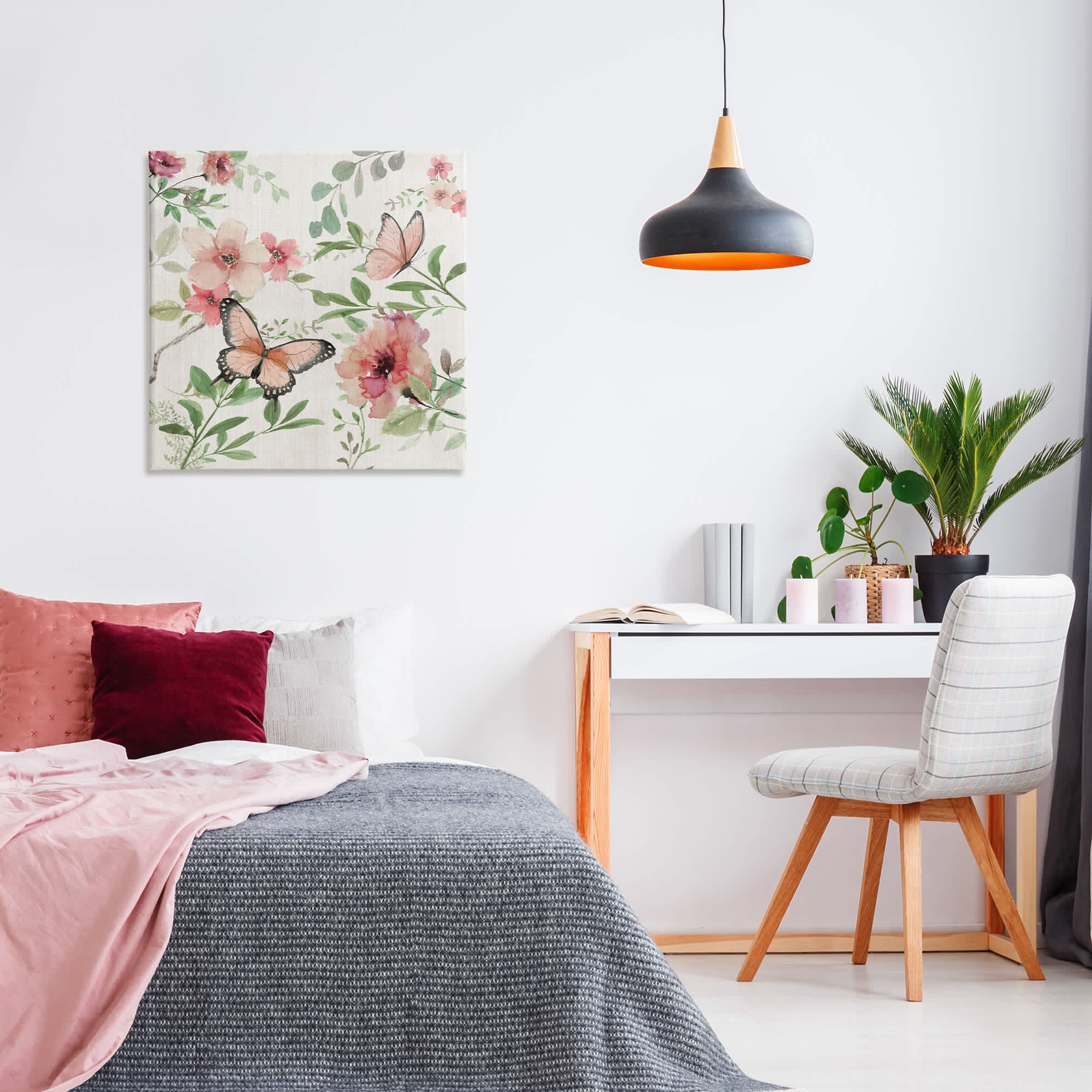 Stupell Industries Country Cottage Florals in Pink Canvas Wall Art By ...