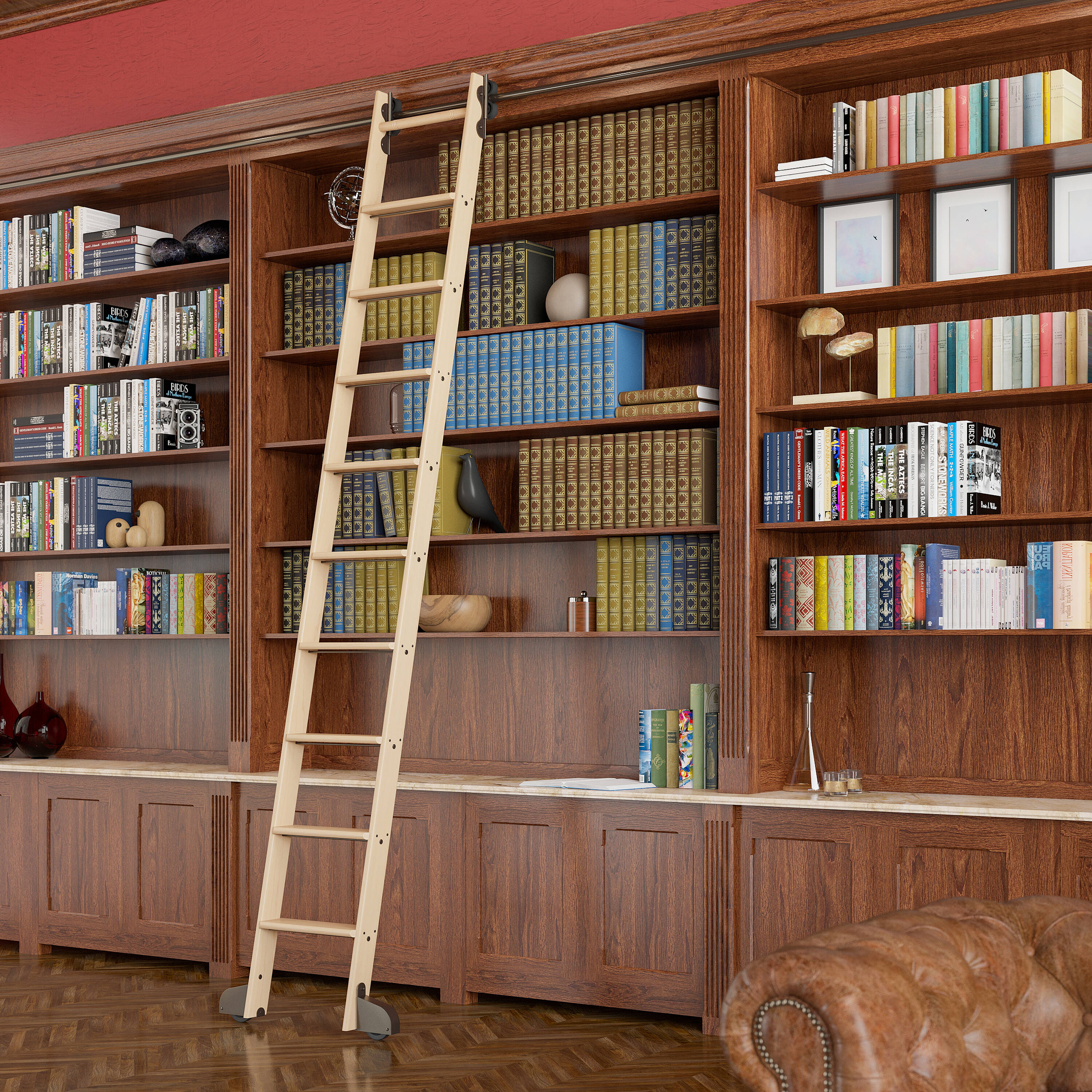 Quiet Glide QG.240-10MA-12-H.07 9.92-ft Unfinished Maple Library Ladder