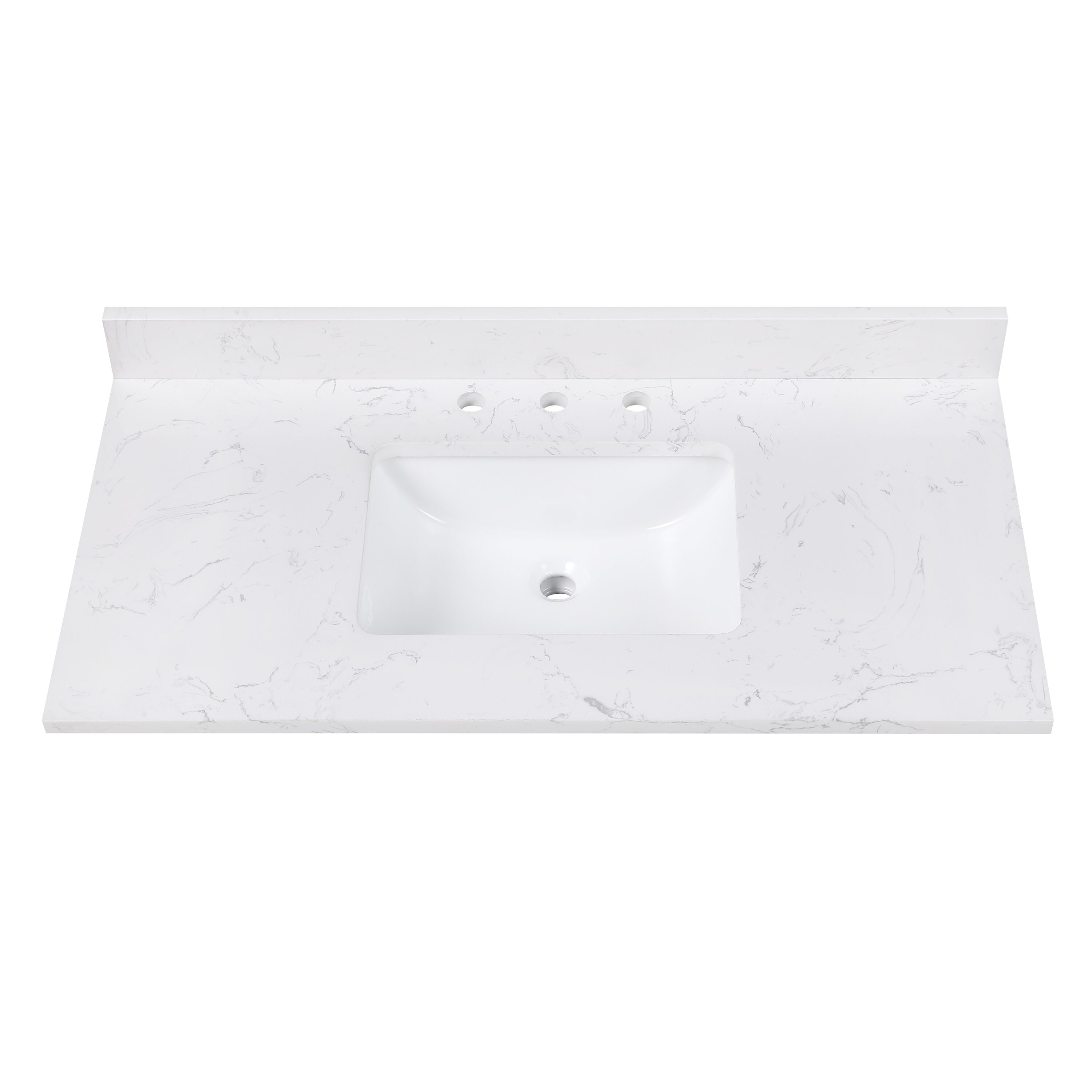 Avanity EUT43CW-RS 43-in x 22-in Cala White Engineered Marble Undermount Single Sink 8-in Centerset Faucet Mount Bathroom Vanity Top
