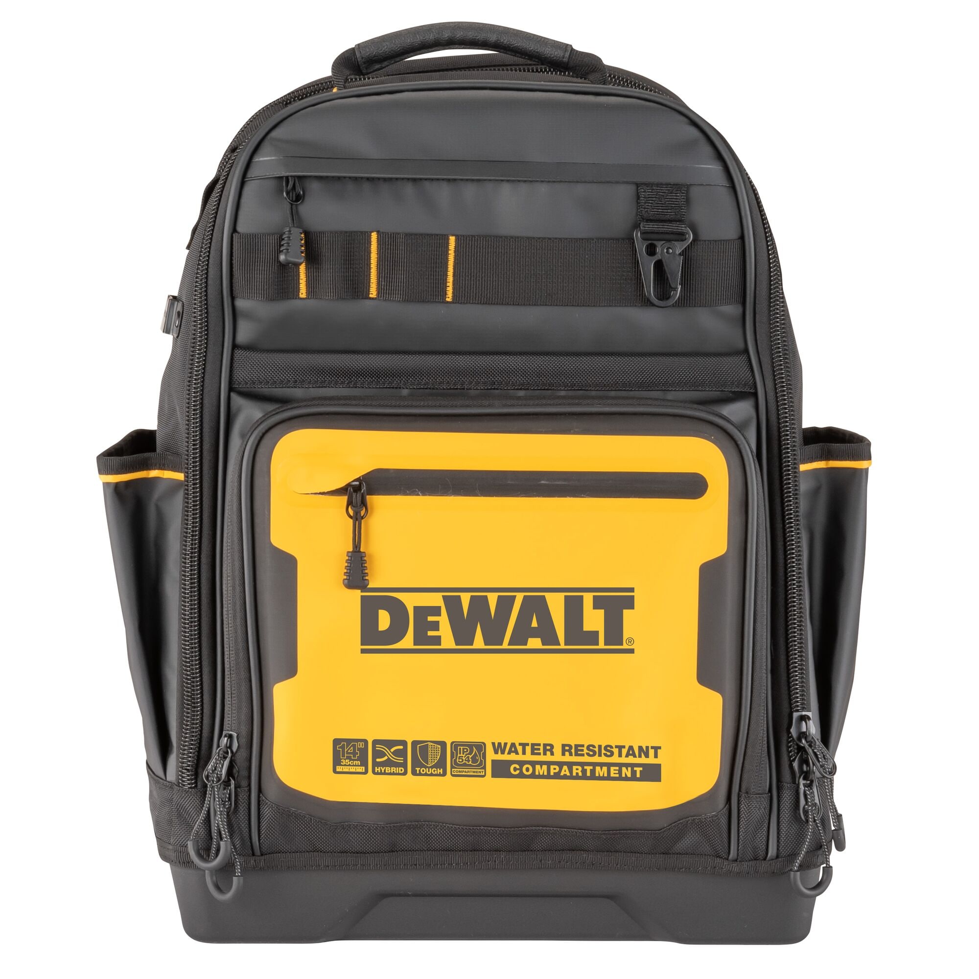 DEWALT Black- Yellow Polyester 7.75-in Zippered Backpack in the