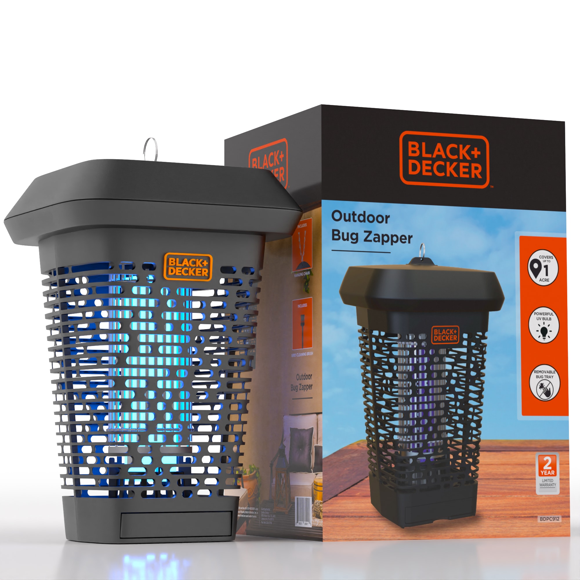 BLACK + DECKER Bug & Fly Zapper, Electric UV Insect Catcher & Killer for  Flies and Gnats, Mosquito Repellent for Patio
