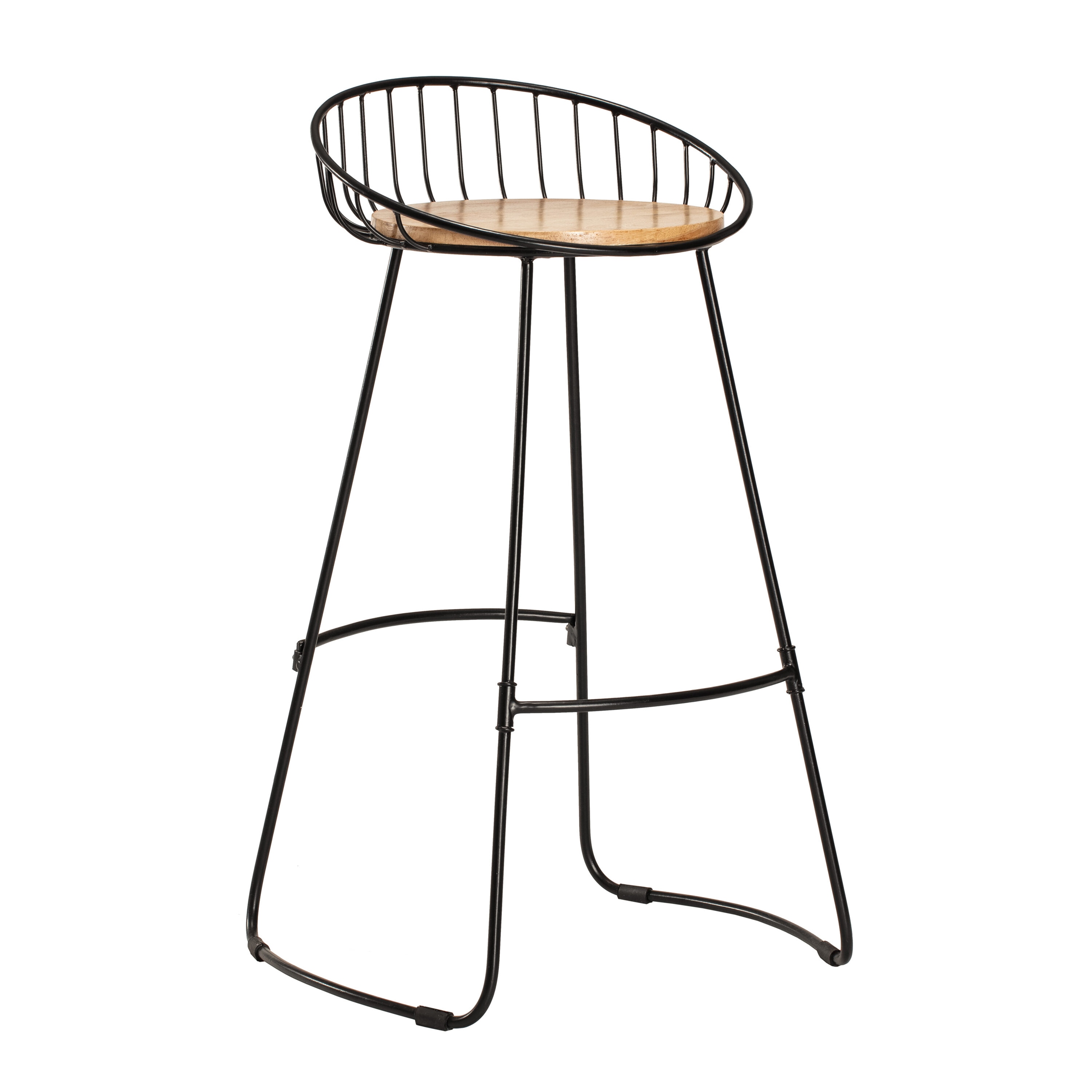 MH LONDON MH-BS-914 Chatsworth Black 31.0-Inches H Bar height Bucket seat Metal Bar Stool and Back