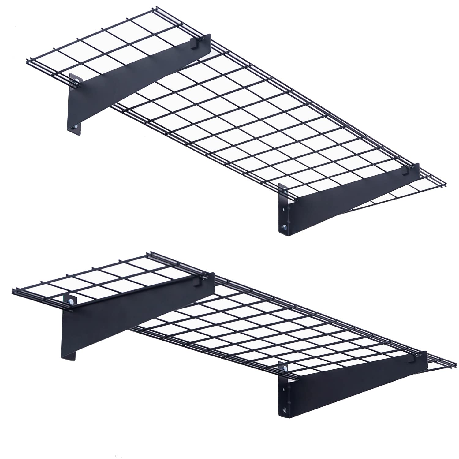 KHKFY  2 pack 45 inch by 15 inch Heavy Duty Garage Wall Shelving Set Floating Storage Racks Black Each Shelf Holds 200lb Total 400lb Includes