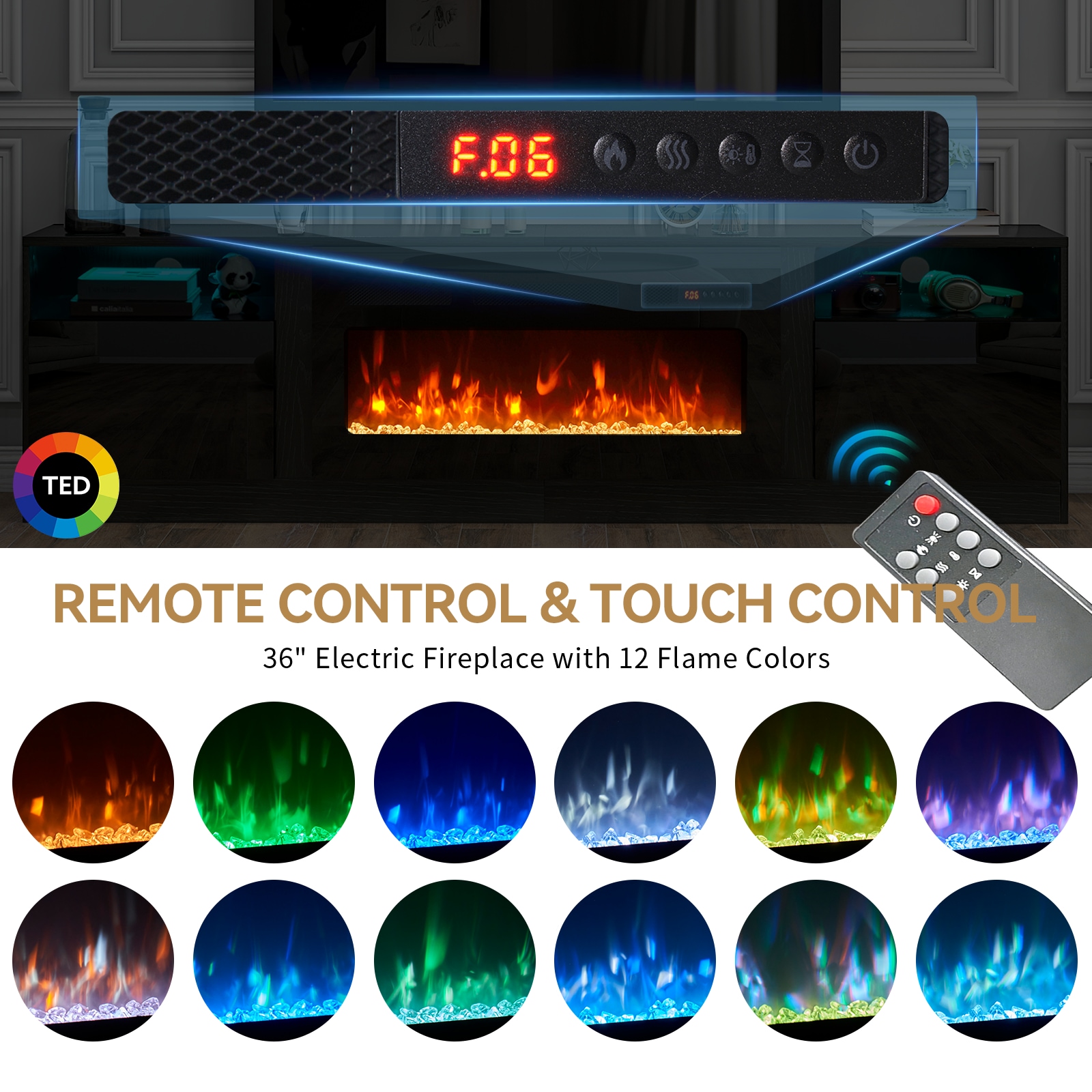 AOXUN H21028BK+H20023 Electric-Fireplaces - View #4