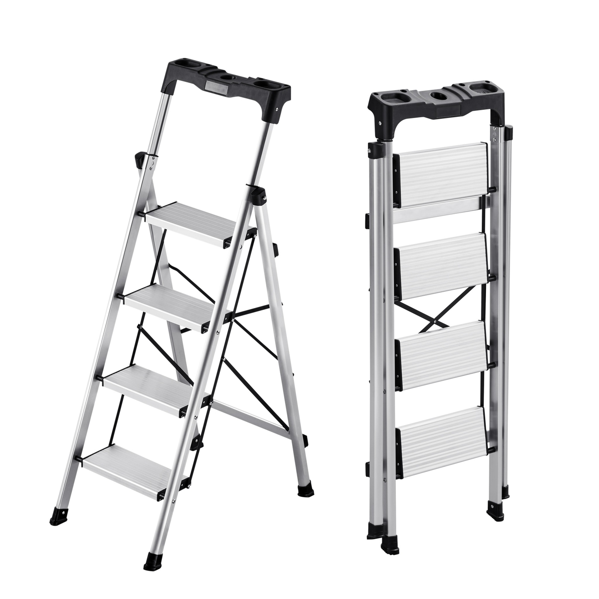 Rbied 4 Step Folding Step Stool Wide Anti Slip Pedal Comfort Handgrip ...