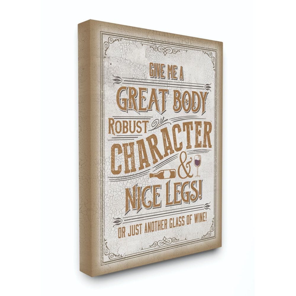 Stupell Industries MCA-103-CN-16X20 Great Body Wine Sign Funny Word Design Retrorocket Studio 20-in H x 16-in W Abstract Print on Canvas