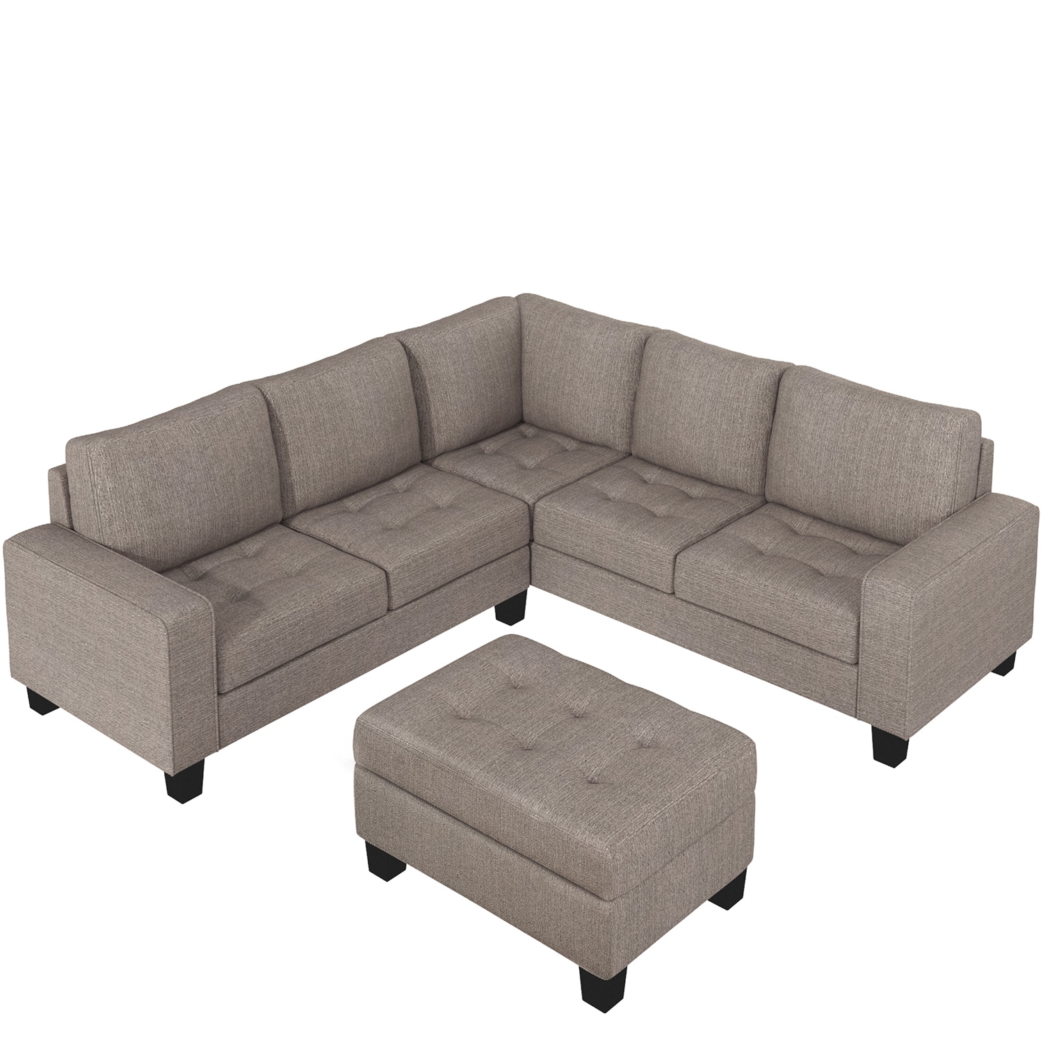 SINOFURN 85-in Farmhouse Brown Velvet Reclining Sectional in the ...