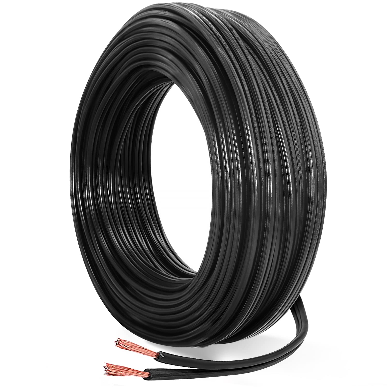 Aoibox  100 ft 18 2 SPT 2W Low Voltage Landscape Lighting Pure Copper Direct Burial Cable Black 300V Rated