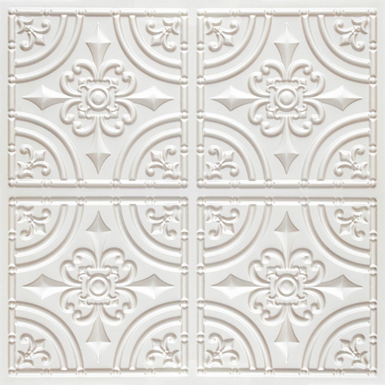 From Plain to Beautiful in Hours 205WP-24X24-10 2-ft x 2-ft Wrought Iron Faux Tin/ PVC White Pearl PVC Surface-mount Ceiling Tile (10-Pack, 40-sq ft / Case)