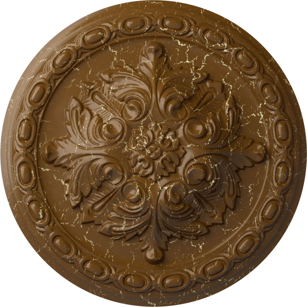 Ekena Millwork CM11ACSTC Acanthus 11.375-in W x 11.375-in L Painted Smokey Topaz Crackle Polyurethane Whole Ceiling Medallion