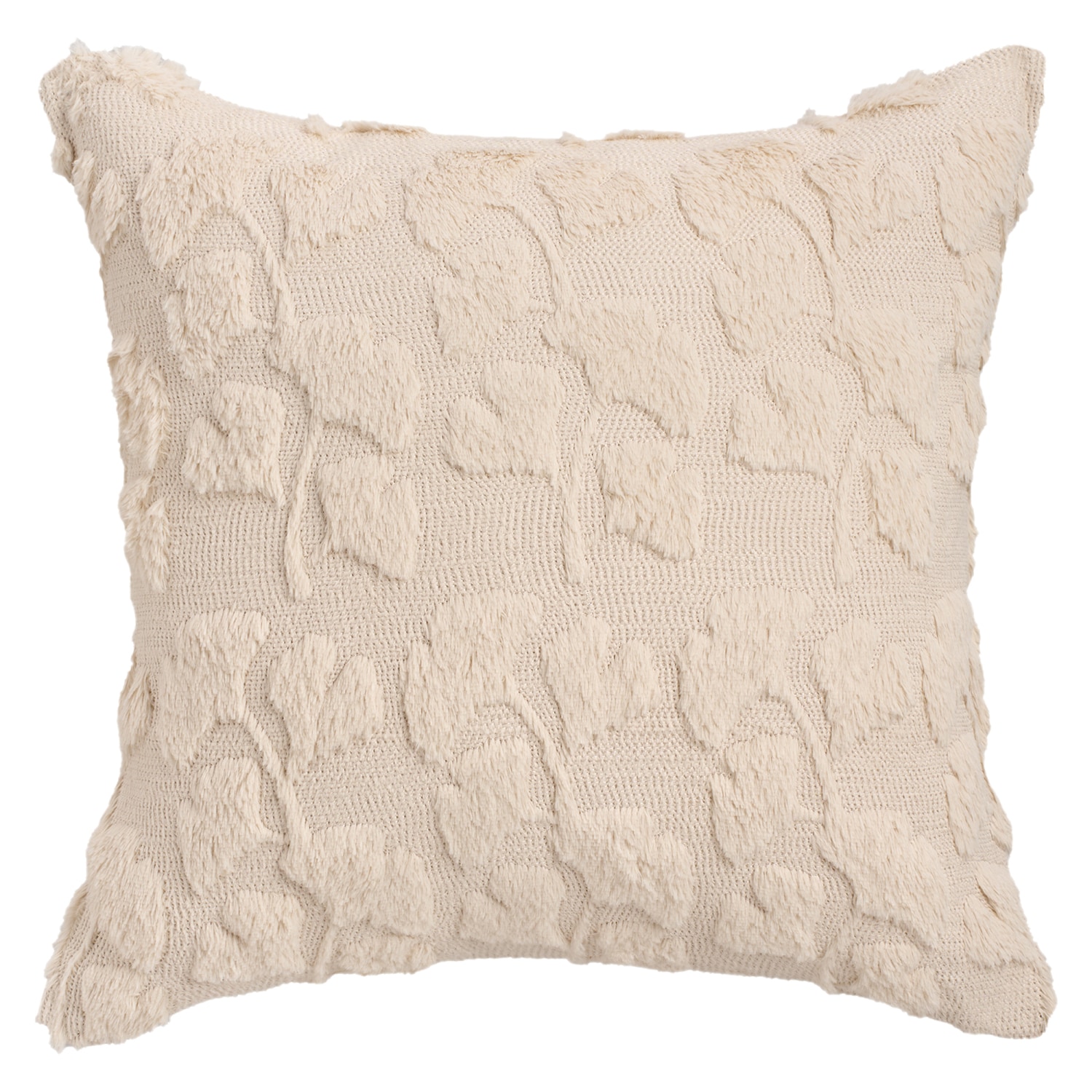 Unique Bargains 1pc Plush Pillow Case Ginkgo Leaf Embroidery Fluffy Modern Throw Pillow Covers for Home Decoration 18 x 18 Inch Beige