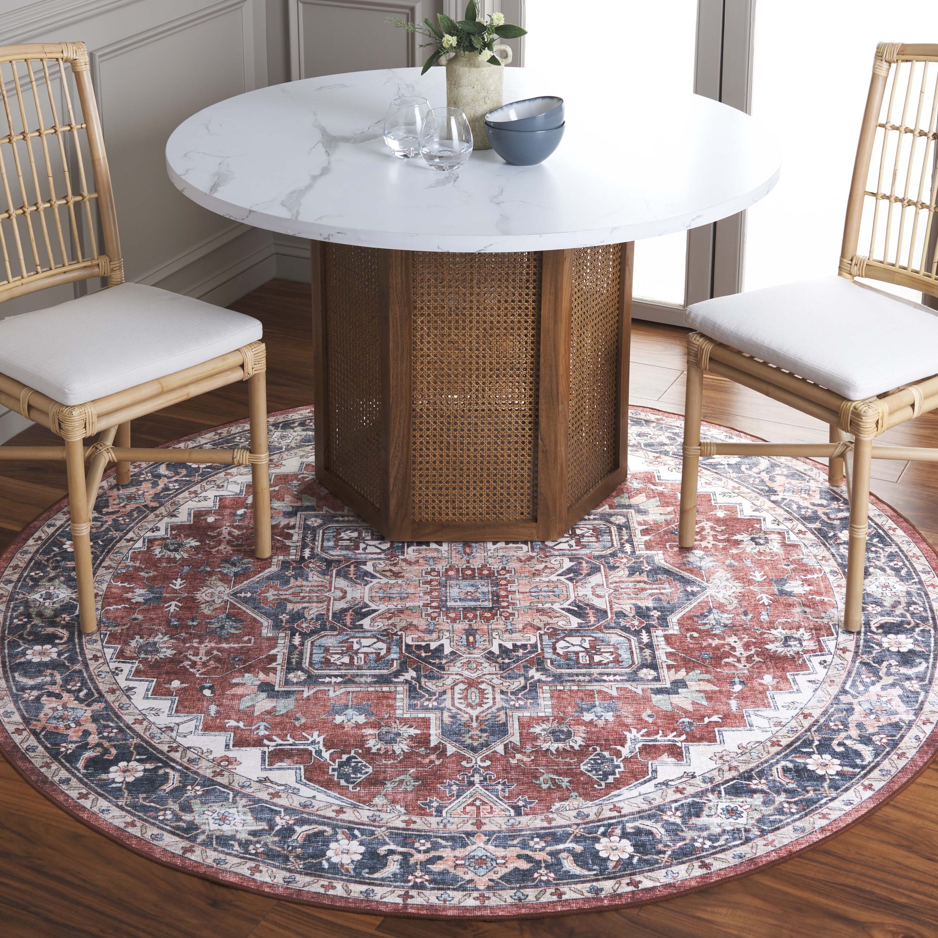 Arizona 523T Brown/Blue 6ft x 6ft Traditional Rug